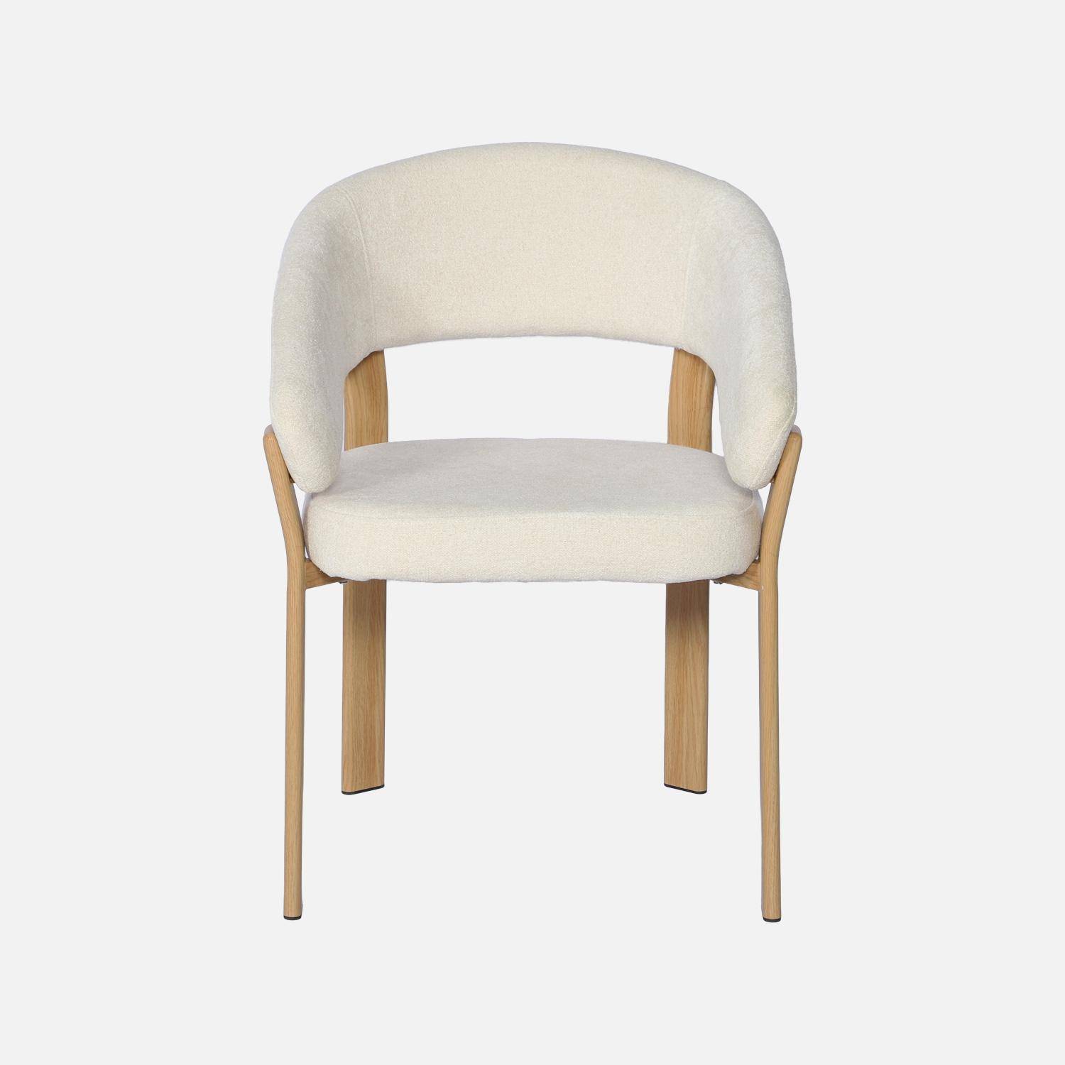 Set van 2 vintage fauteuils van staal lichte houtlook en gestructureerde stof crème - Gloria,sweeek,Photo3