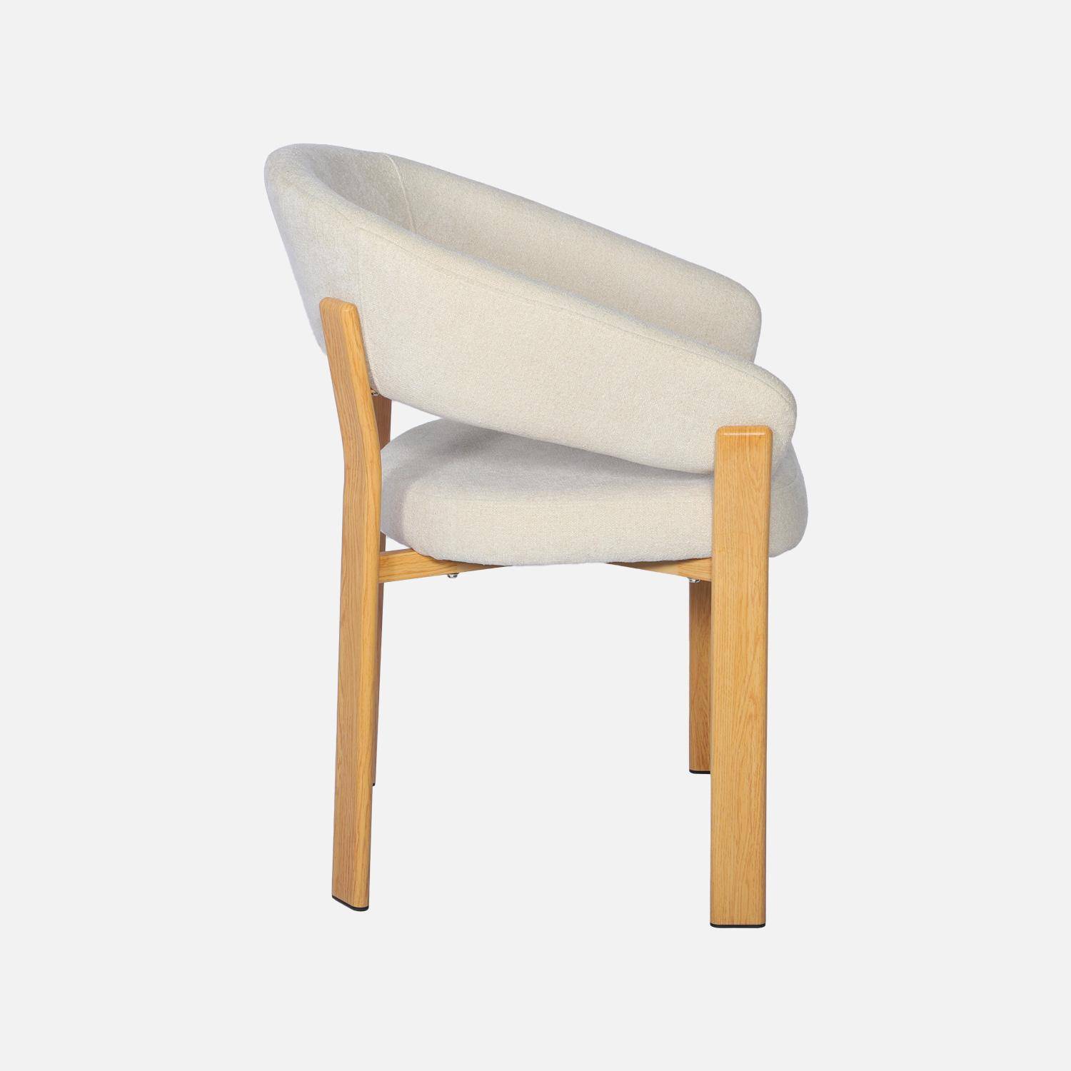 Lot de 2 fauteuils vintage acier effet bois clair et tissu texturé crème - Gloria Photo5