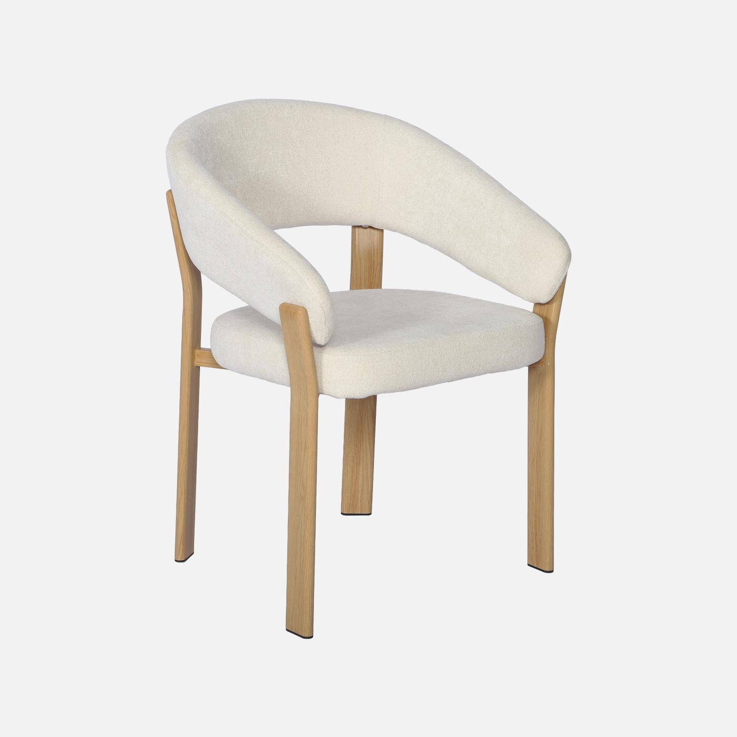 Set van 2 vintage fauteuils van staal lichte houtlook en gestructureerde stof crème - Gloria,sweeek,Photo4
