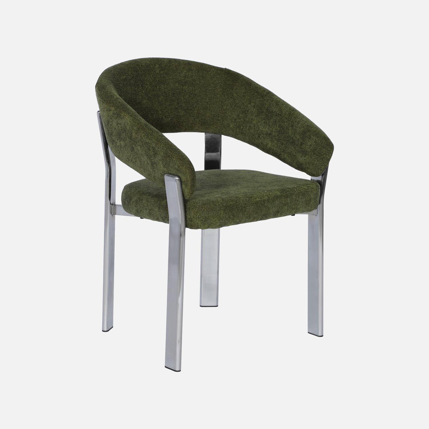 Lot de 2 fauteuils vintage acier chromé et tissu texturé kaki - Gloria Photo4