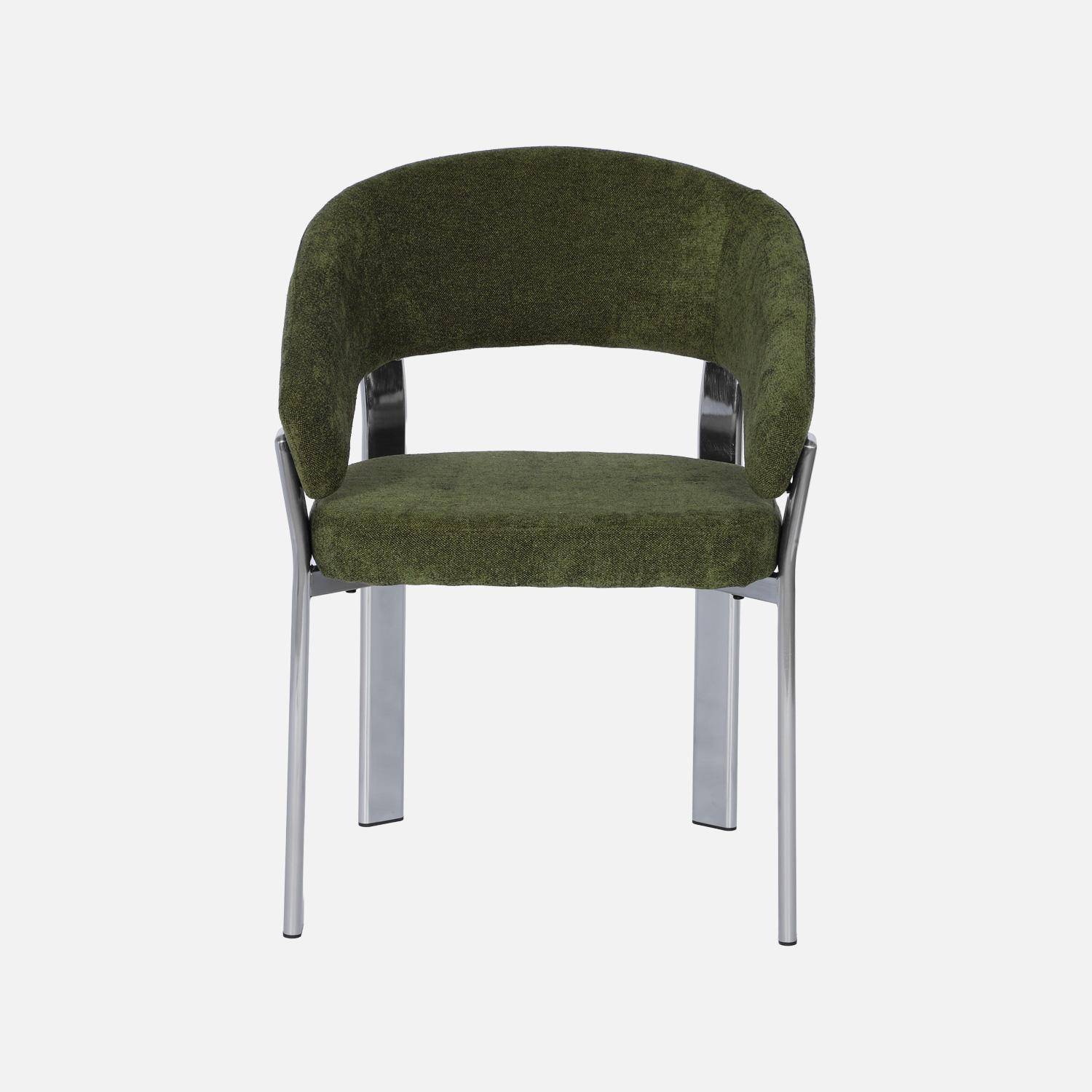 Lot de 2 fauteuils vintage acier chromé et tissu texturé kaki - Gloria,sweeek,Photo3