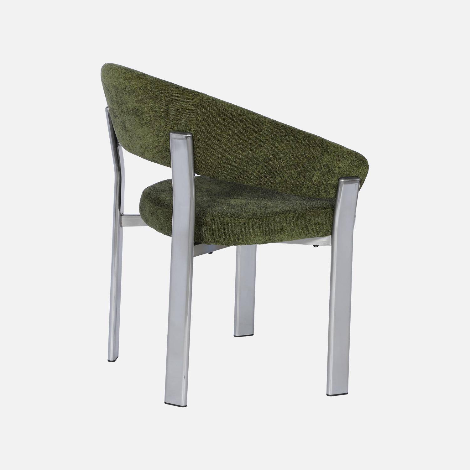 Lot de 2 fauteuils vintage acier chromé et tissu texturé kaki - Gloria,sweeek,Photo6