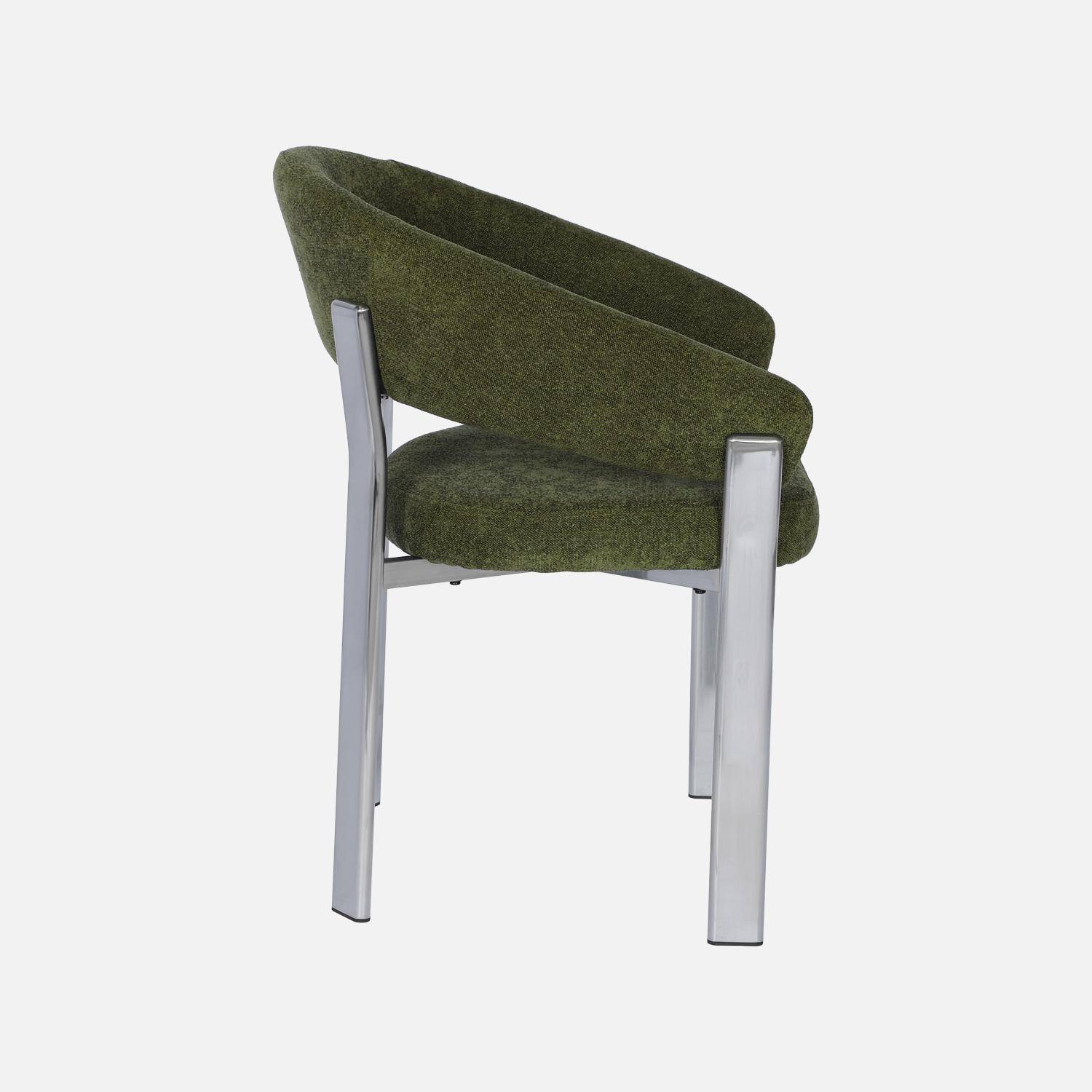 Lot de 2 fauteuils vintage acier chromé et tissu texturé kaki - Gloria Photo5