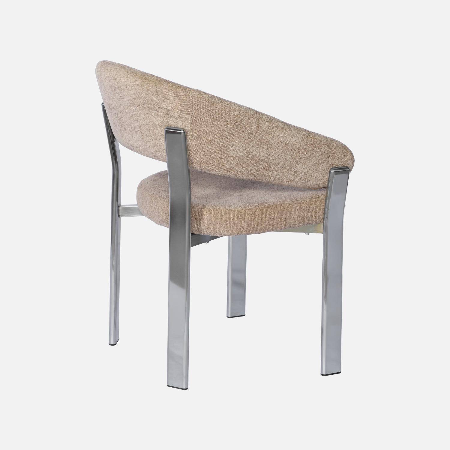 Lot de 2 fauteuils vintage acier chromé et tissu texturé taupe - Gloria Photo6
