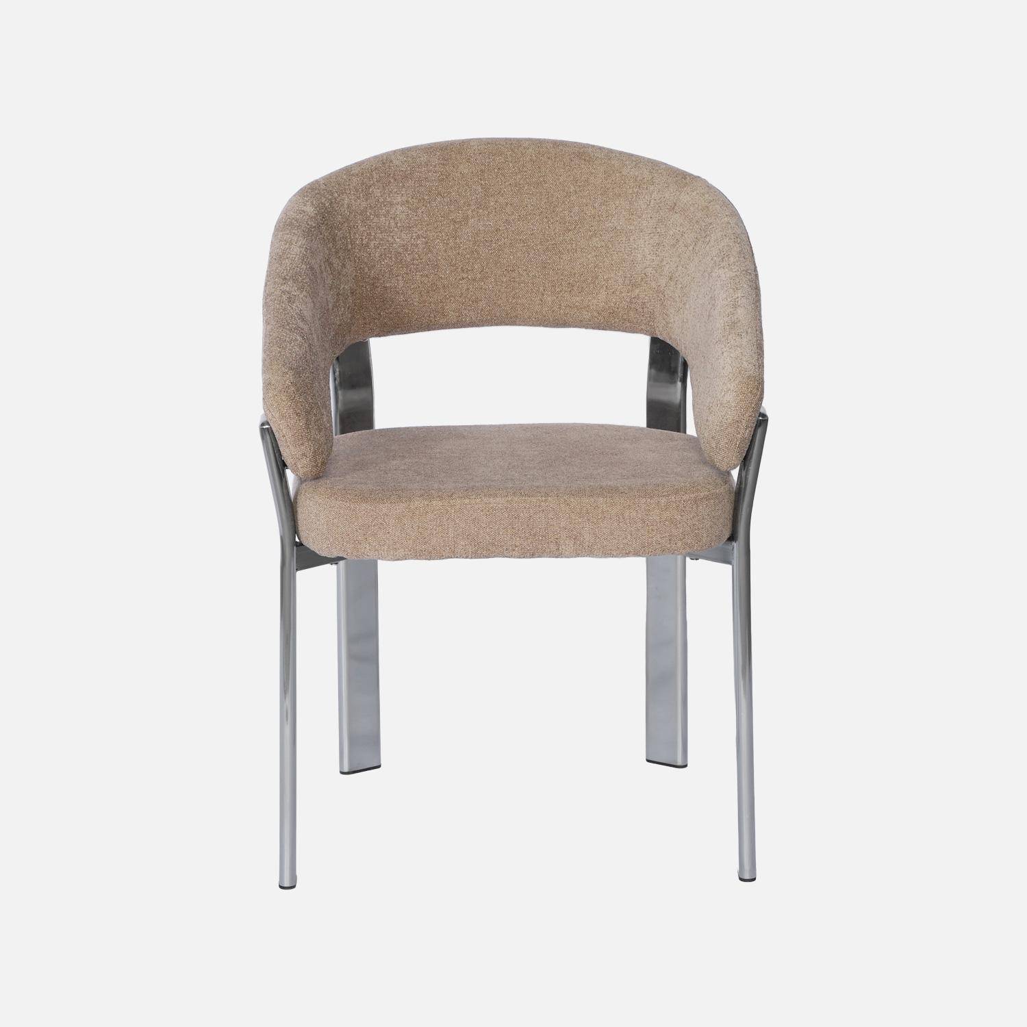 Lot de 2 fauteuils vintage acier chromé et tissu texturé taupe - Gloria,sweeek,Photo3