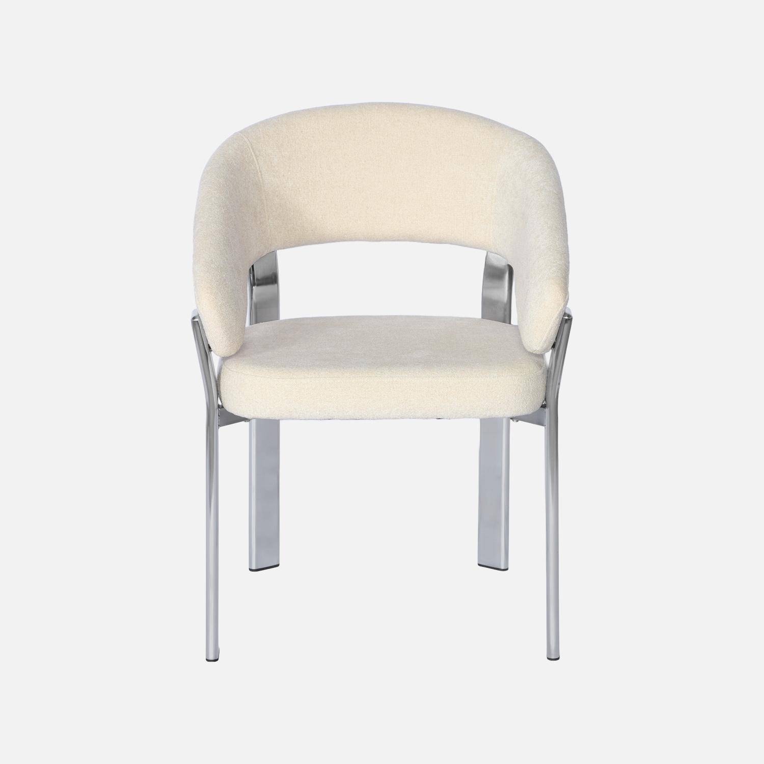 Lot de 2 fauteuils vintage acier chromé et tissu texturé crème - Gloria,sweeek,Photo3