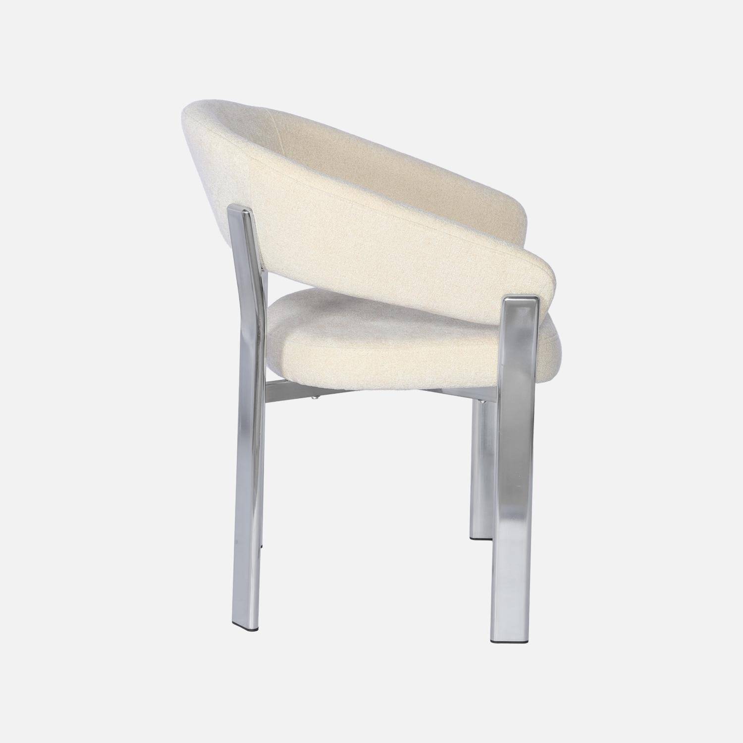 Lot de 2 fauteuils vintage acier chromé et tissu texturé crème - Gloria Photo5