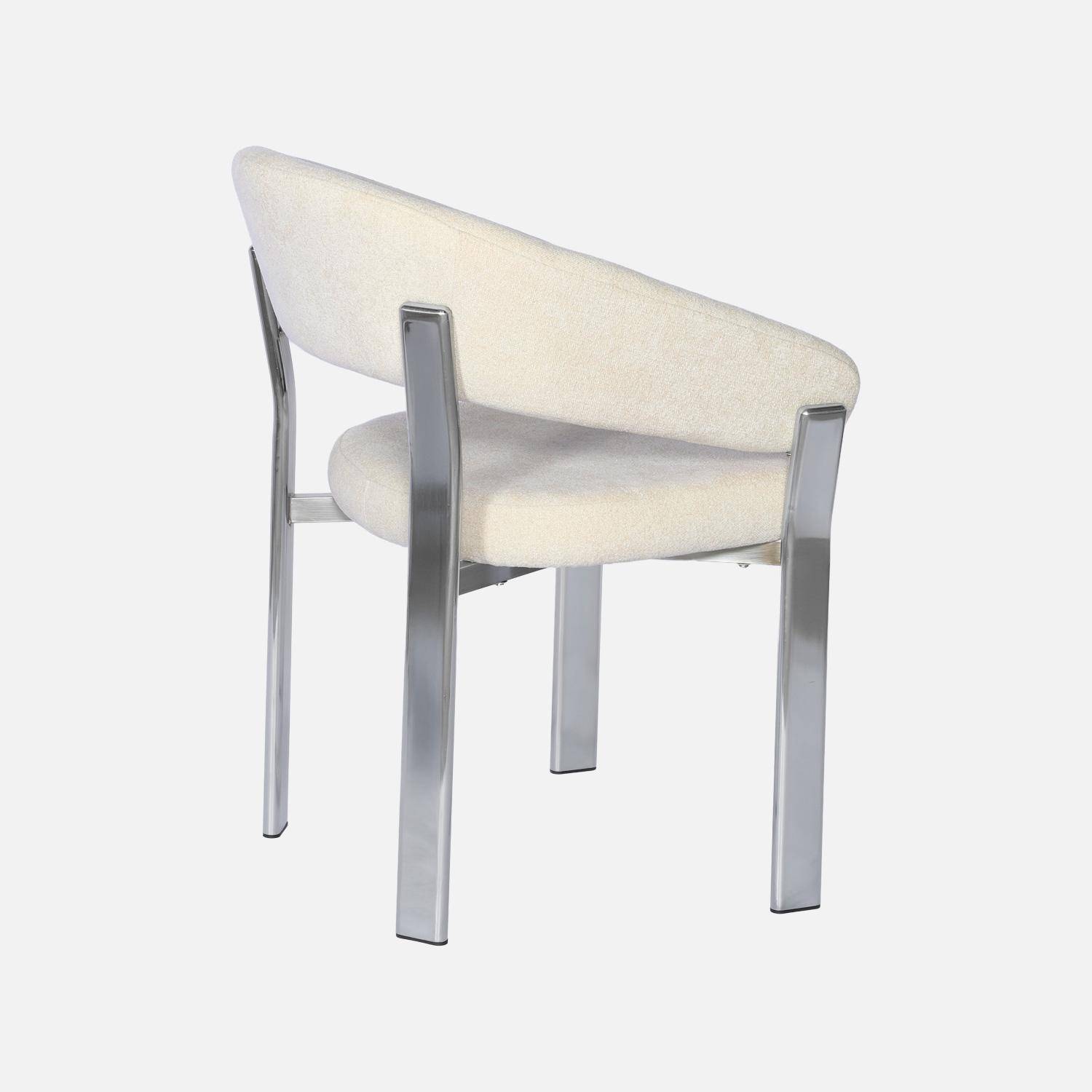 Lot de 2 fauteuils vintage acier chromé et tissu texturé crème - Gloria Photo6