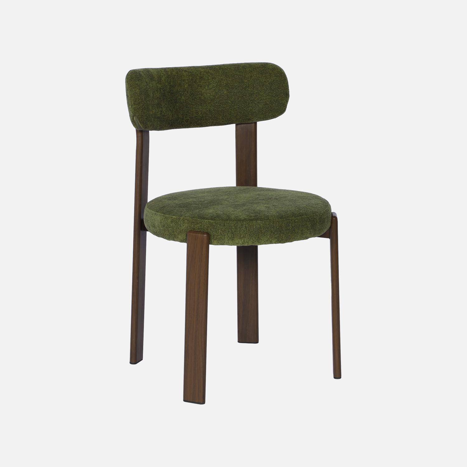 Lot de 2 chaises vintage acier effet bois foncé et tissu texturé kaki - Gloria Photo3
