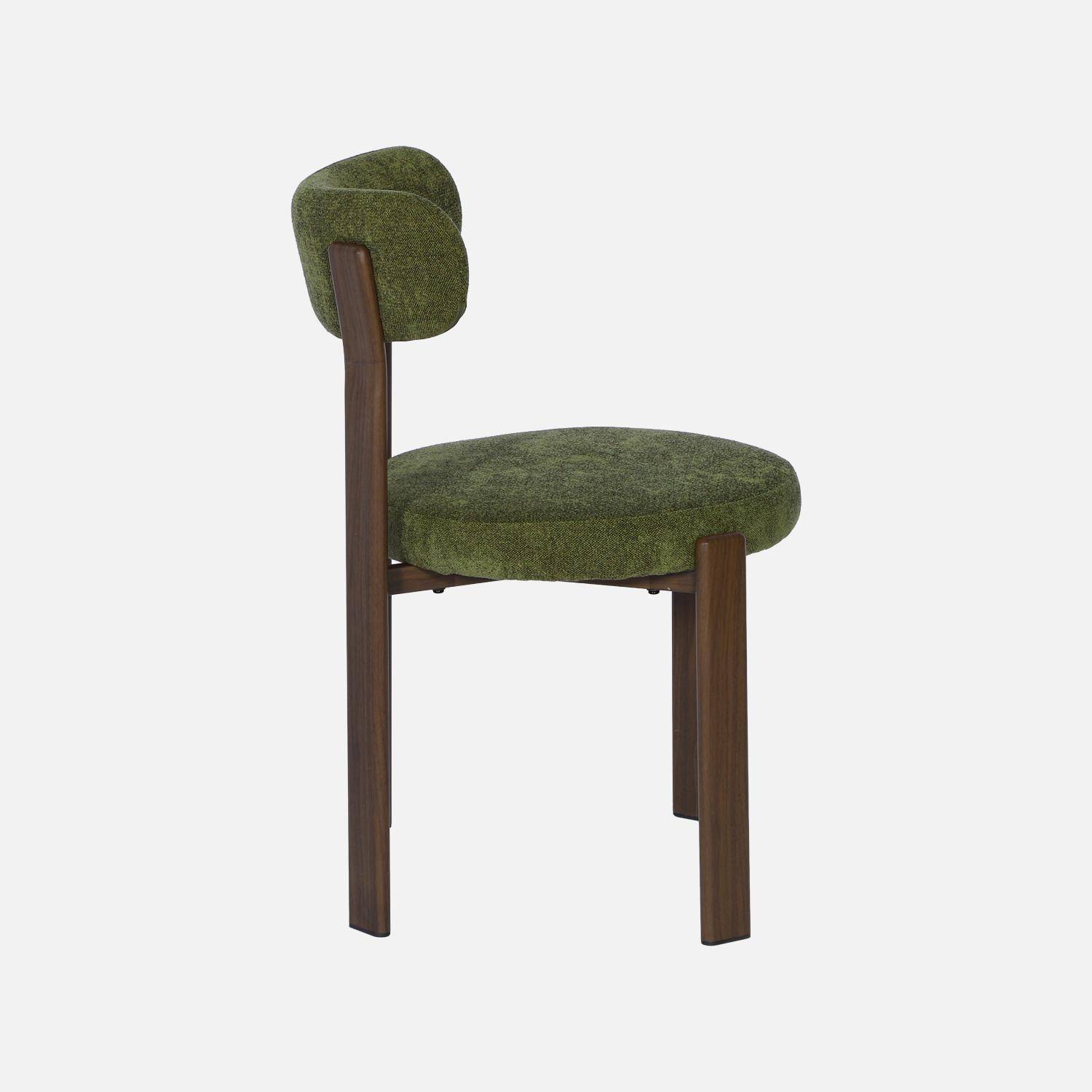 Lot de 2 chaises vintage acier effet bois foncé et tissu texturé kaki - Gloria Photo5