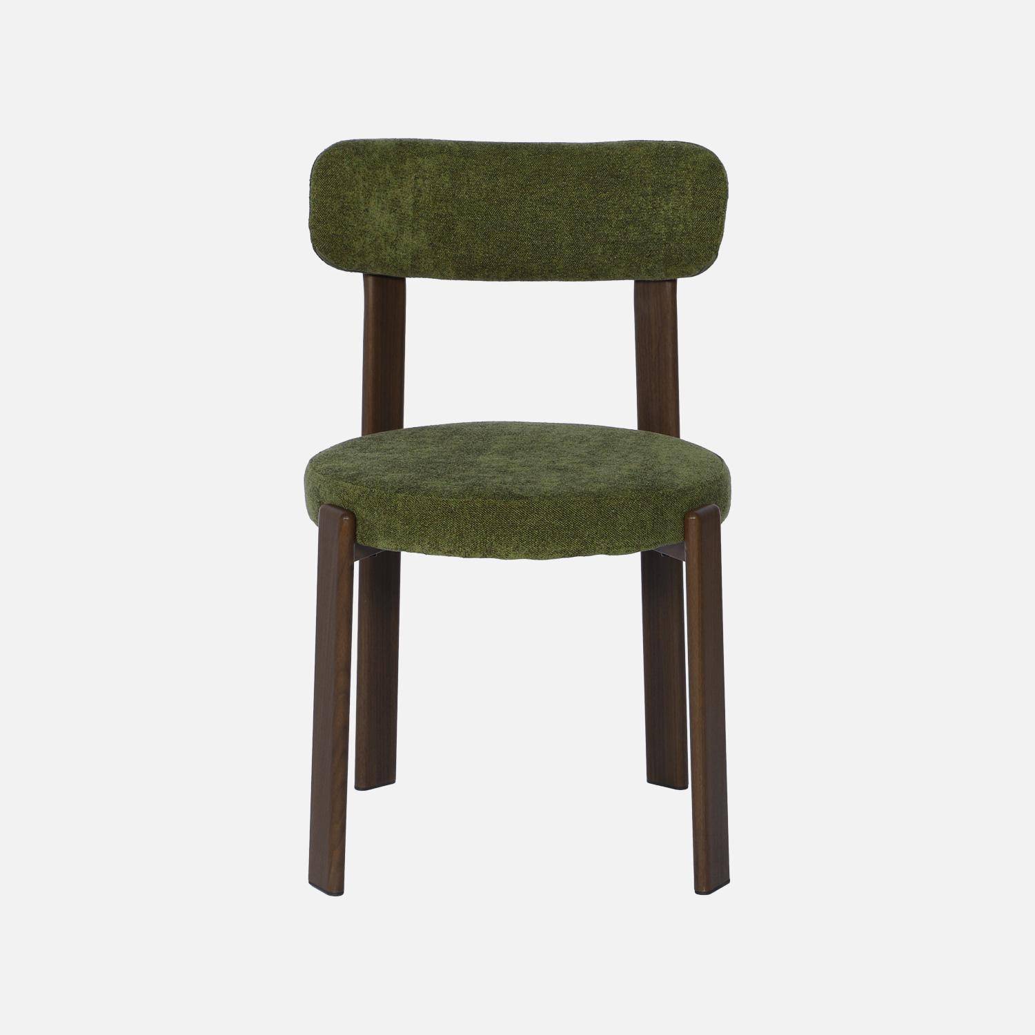 Lot de 2 chaises vintage acier effet bois foncé et tissu texturé kaki - Gloria,sweeek,Photo4