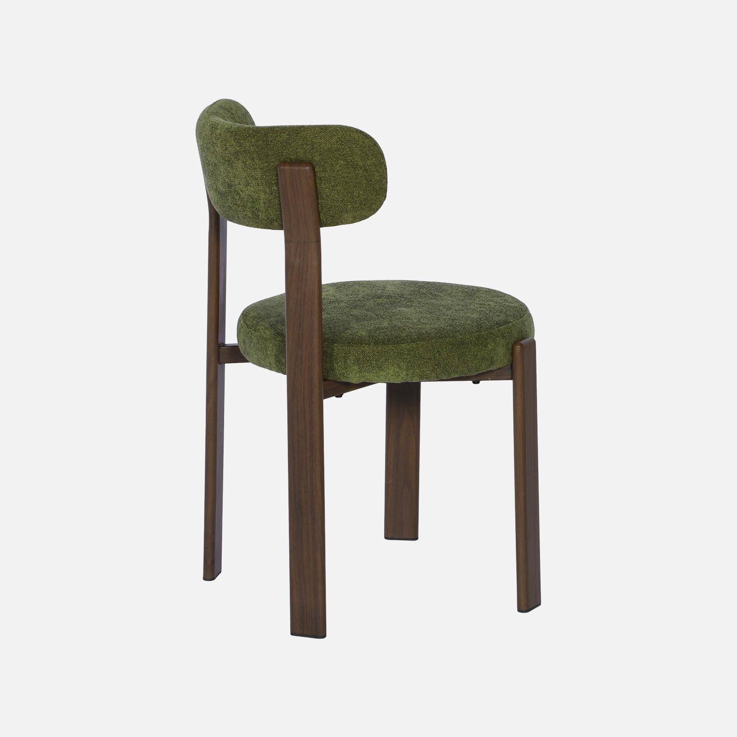 Lot de 2 chaises vintage acier effet bois foncé et tissu texturé kaki - Gloria Photo6