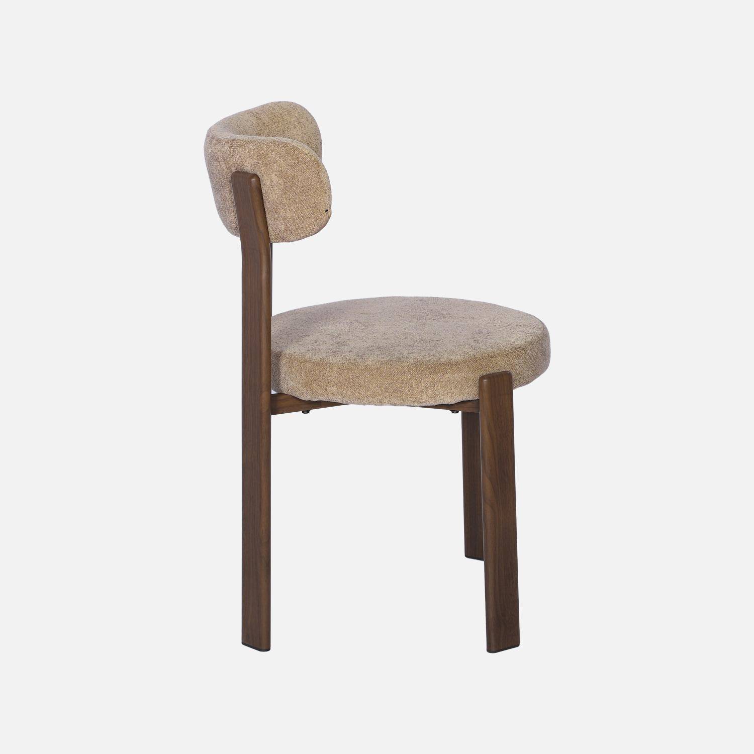 Lot de 2 chaises vintage acier effet bois foncé et tissu texturé taupe - Gloria,sweeek,Photo5