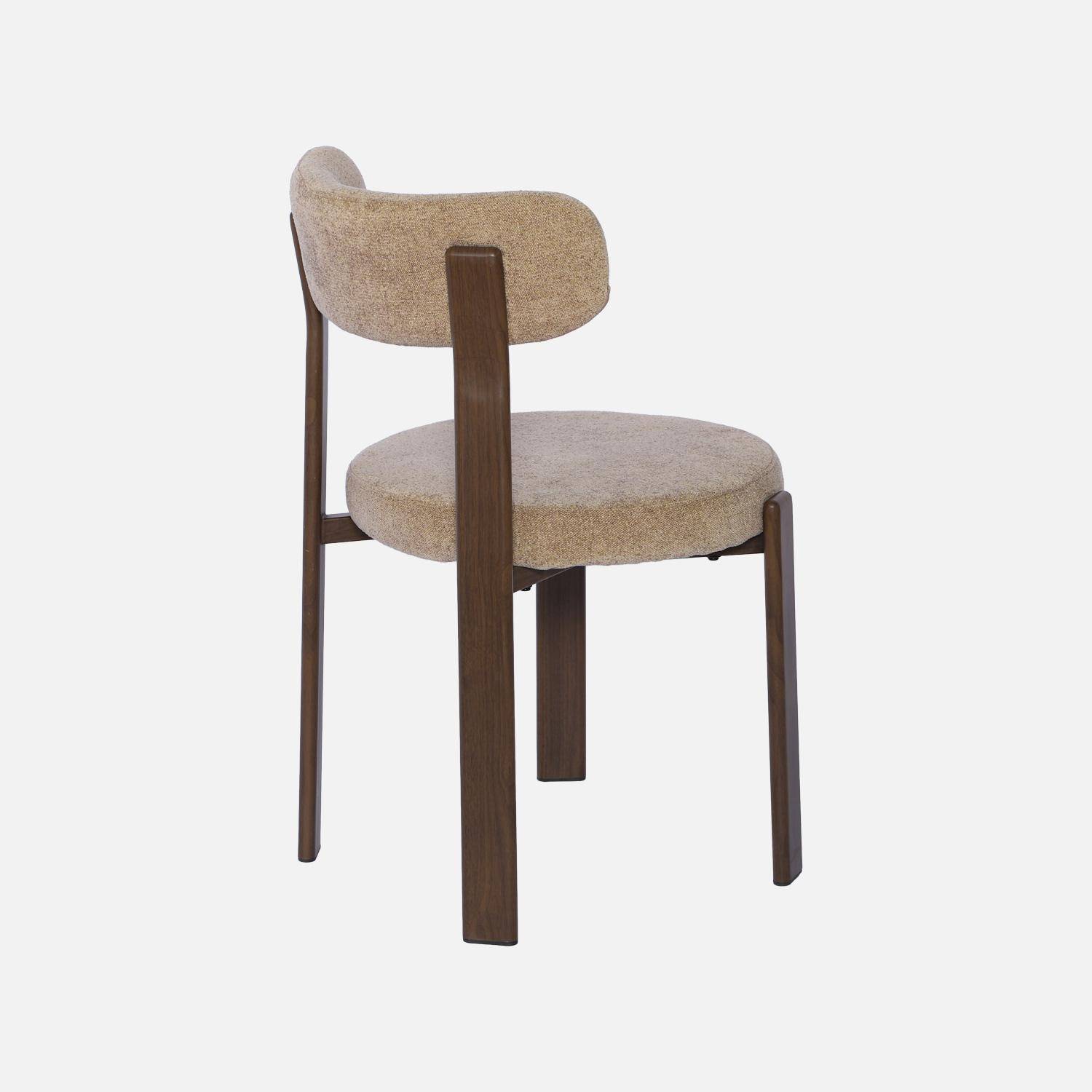 Lot de 2 chaises vintage acier effet bois foncé et tissu texturé taupe - Gloria,sweeek,Photo6