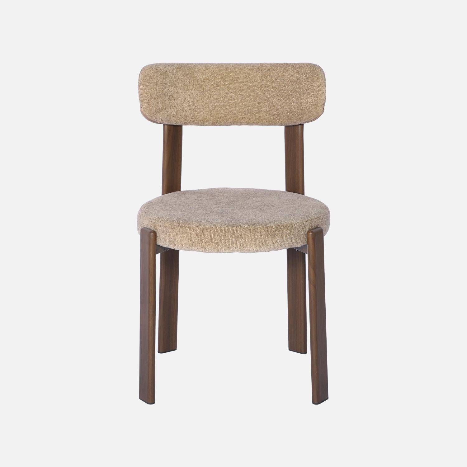 Lot de 2 chaises vintage acier effet bois foncé et tissu texturé taupe - Gloria Photo4