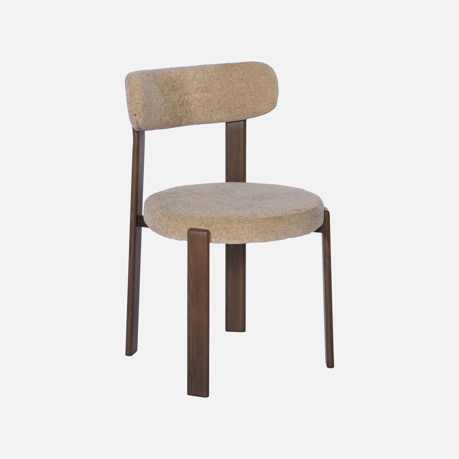 Lot de 2 chaises vintage acier effet bois foncé et tissu texturé taupe - Gloria,sweeek,Photo3