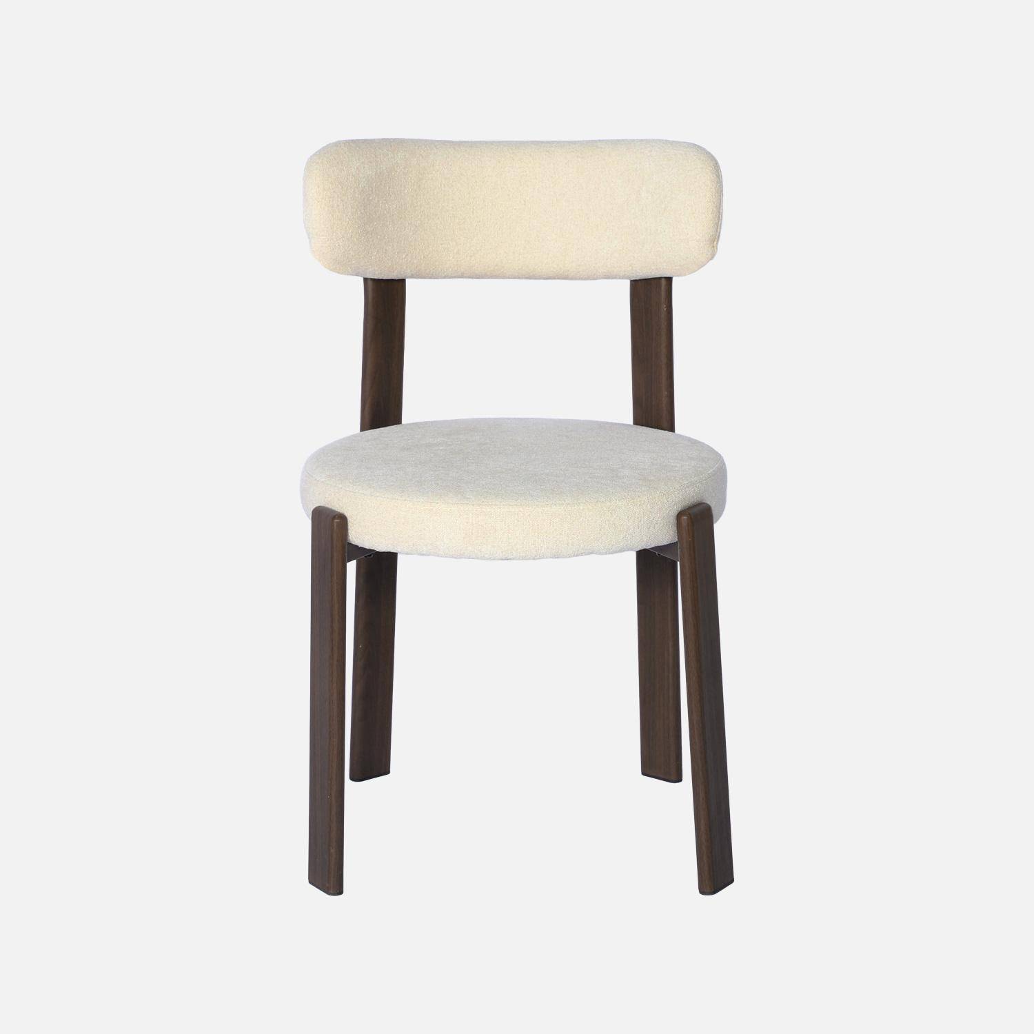 Lot de 2 chaises vintage acier effet bois foncé et tissu texturé crème - Gloria Photo4