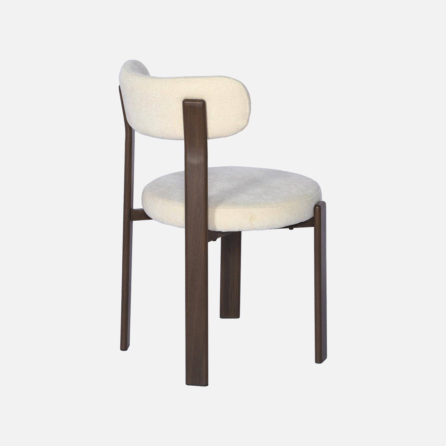 Lot de 2 chaises vintage acier effet bois foncé et tissu texturé crème - Gloria,sweeek,Photo6