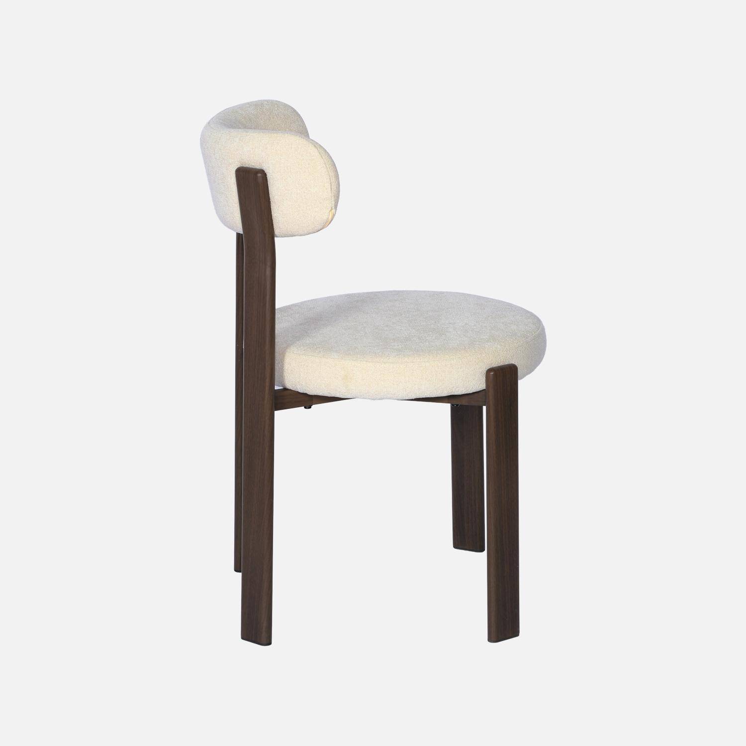 Lot de 2 chaises vintage acier effet bois foncé et tissu texturé crème - Gloria Photo5