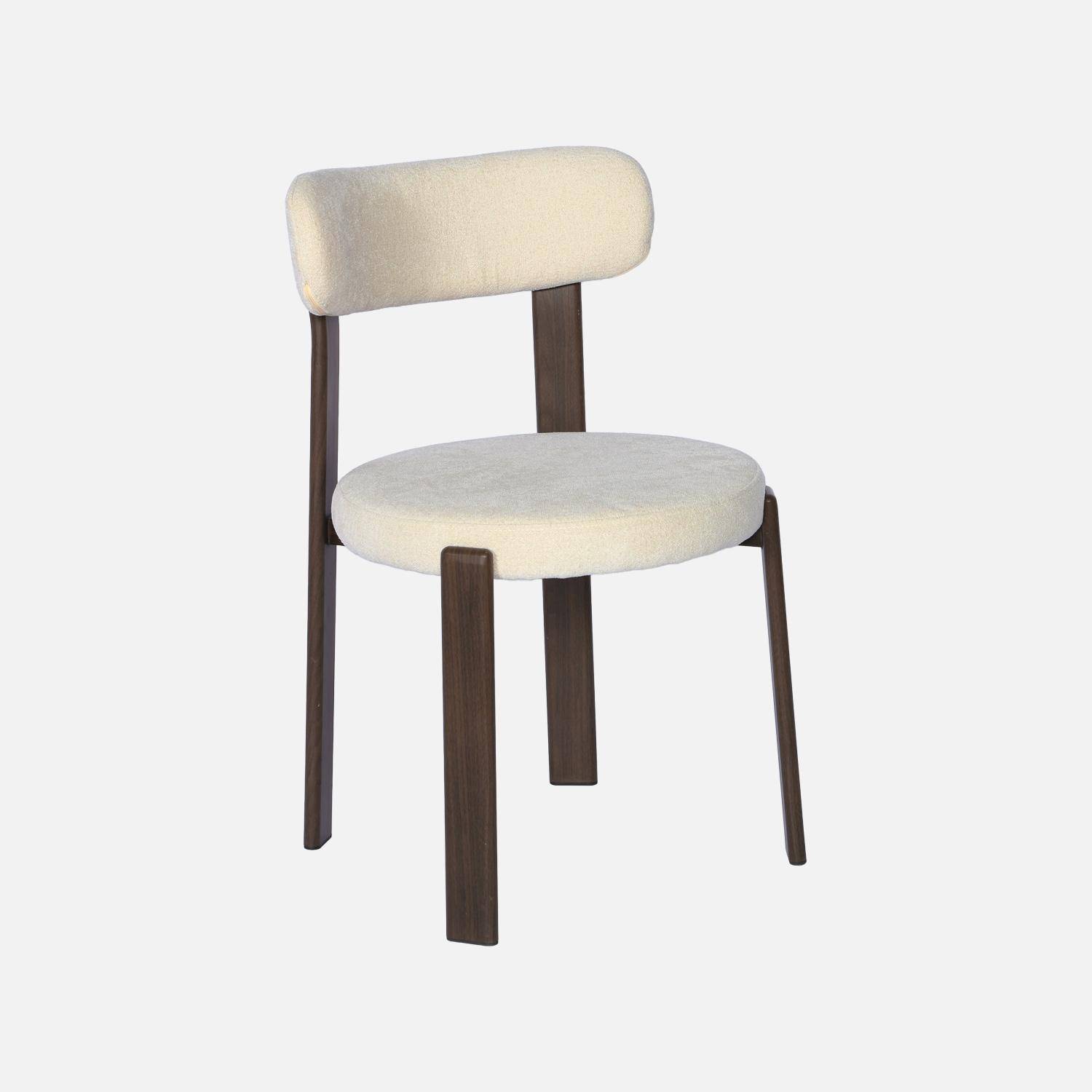 Lot de 2 chaises vintage acier effet bois foncé et tissu texturé crème - Gloria,sweeek,Photo3