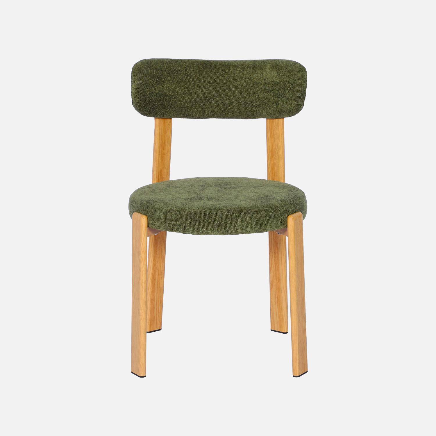 Lot de 2 chaises vintage acier effet bois clair et tissu texturé kaki - Gloria Photo4