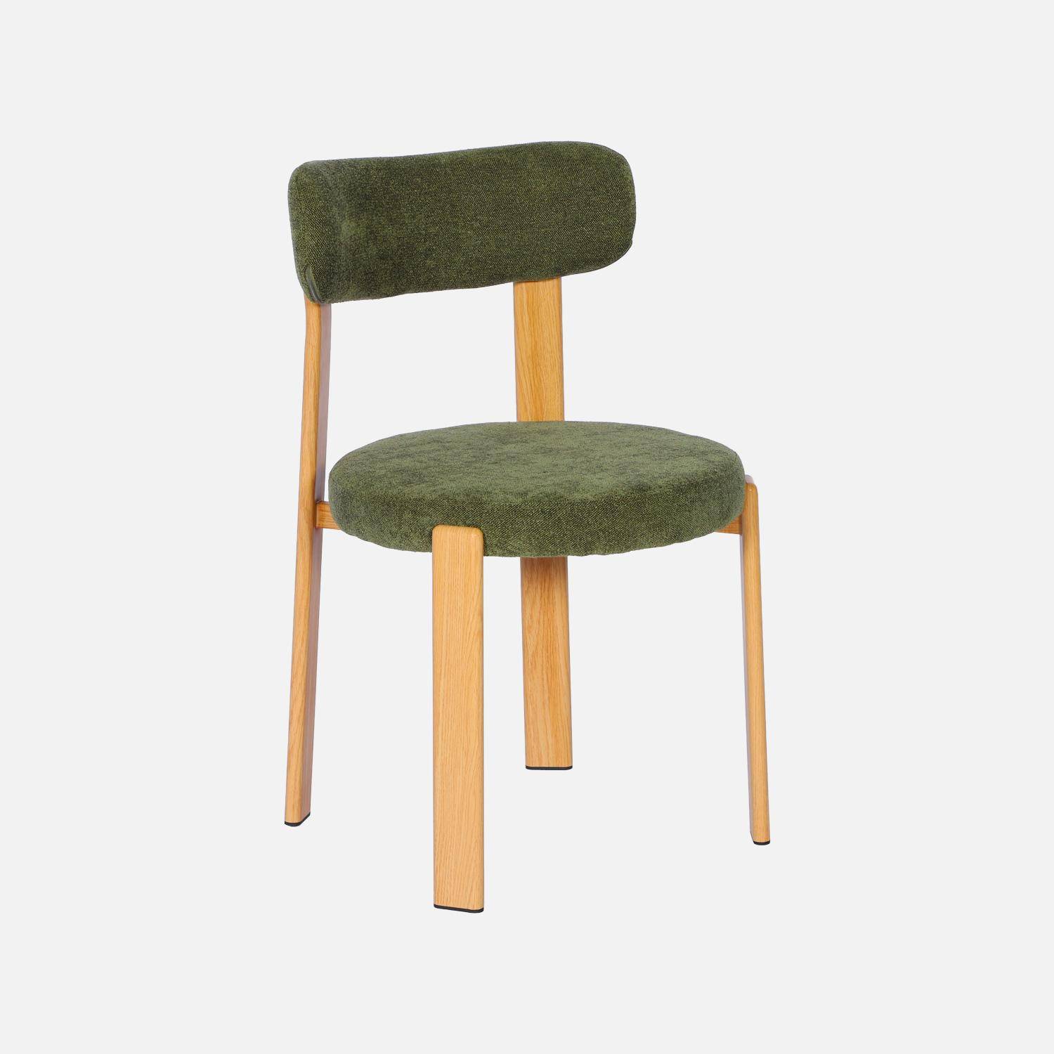 Lot de 2 chaises vintage acier effet bois clair et tissu texturé kaki - Gloria Photo3