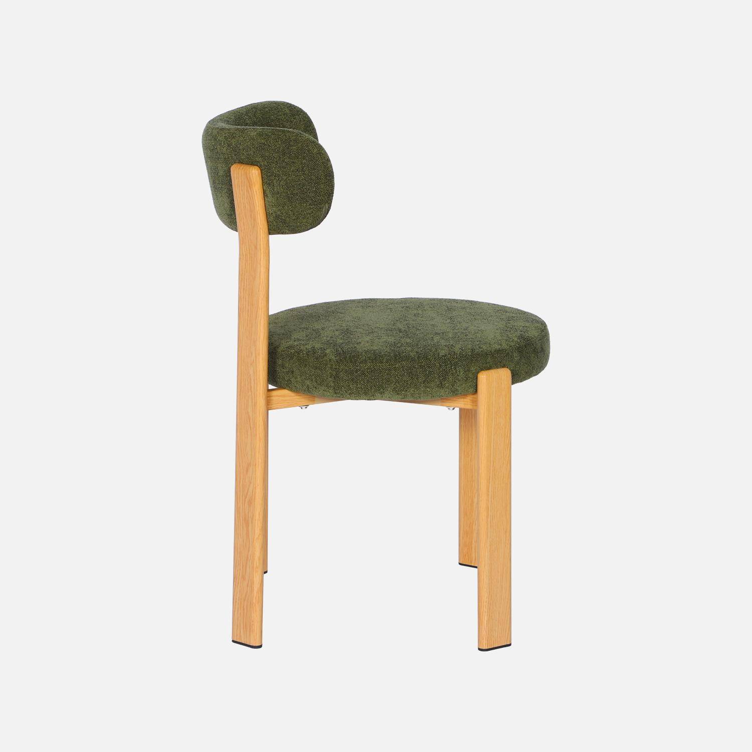 Lot de 2 chaises vintage acier effet bois clair et tissu texturé kaki - Gloria Photo5