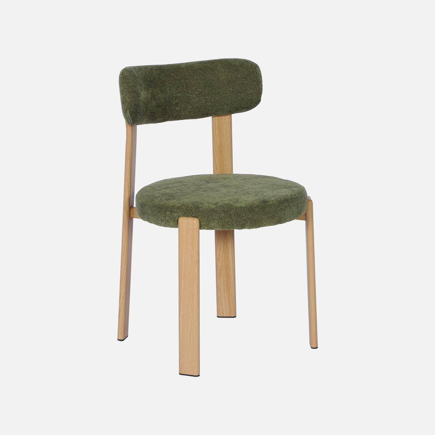 Set van 2 vintage stoelen van staal lichte houtlook en gestructureerde stof kaki - Gloria Photo3