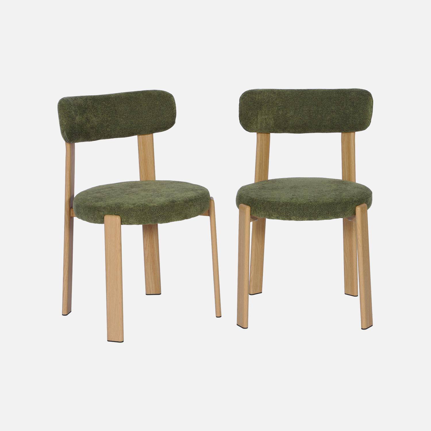 Set van 2 vintage stoelen van staal lichte houtlook en gestructureerde stof kaki - Gloria Photo2