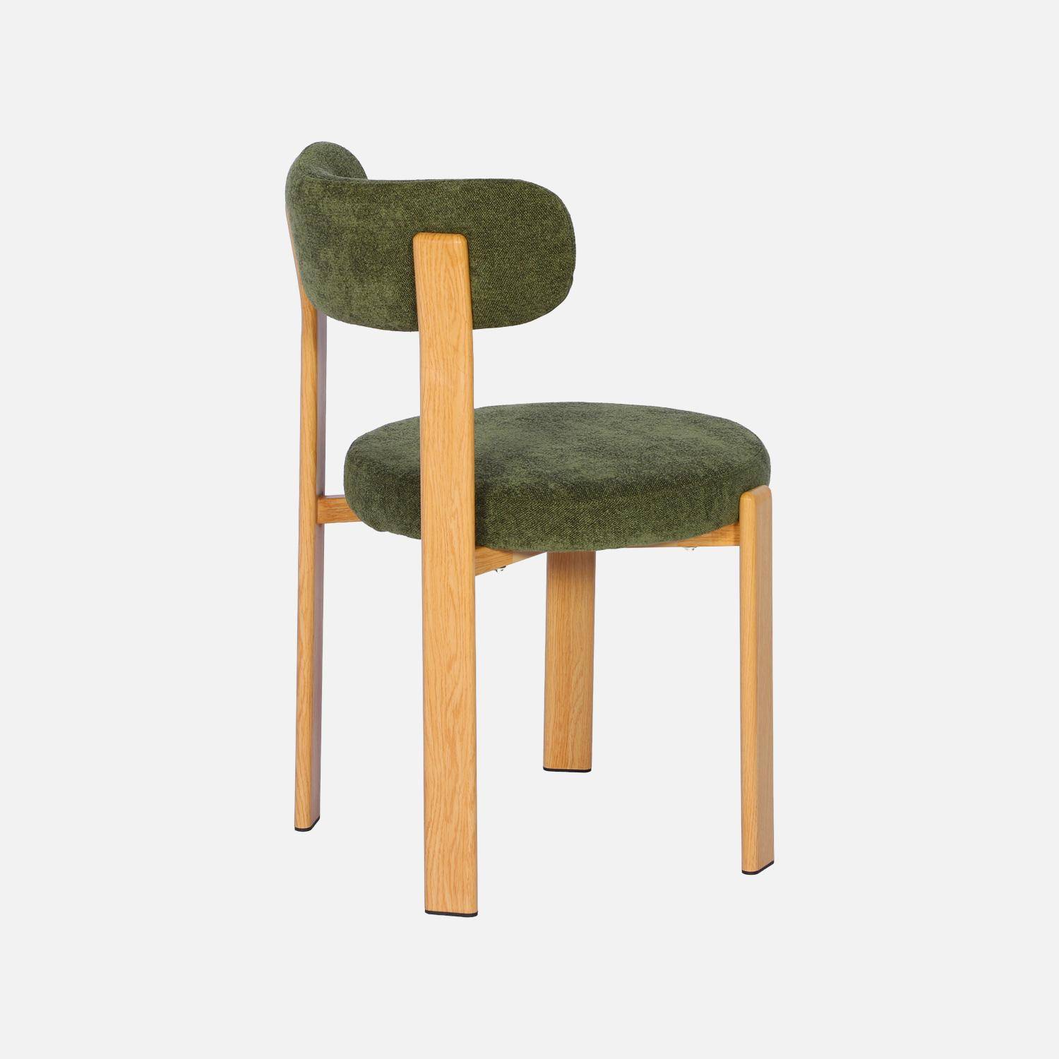 Lot de 2 chaises vintage acier effet bois clair et tissu texturé kaki - Gloria,sweeek,Photo6
