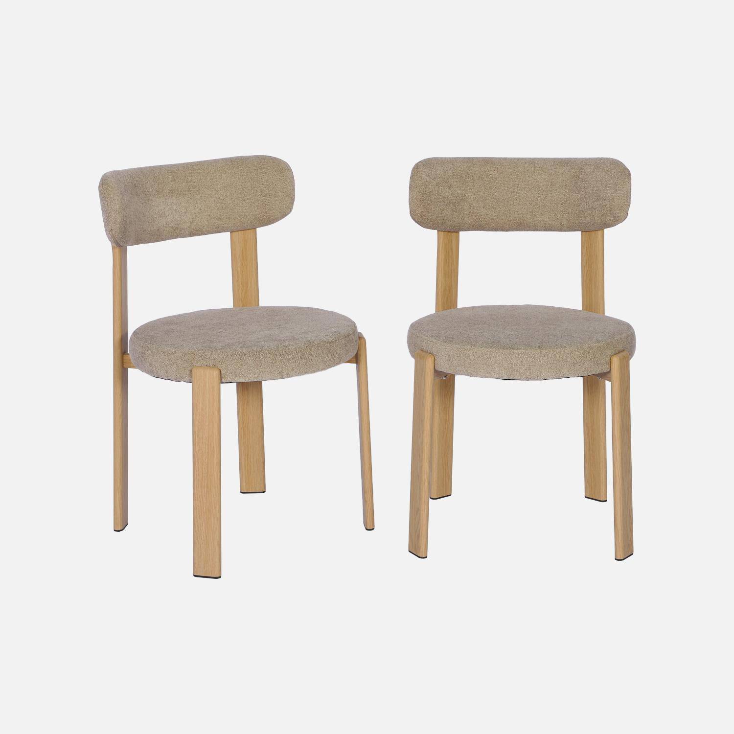 Set van 2 vintage stoelen van staal lichte houtlook en gestructureerde stof taupe - Gloria Photo2