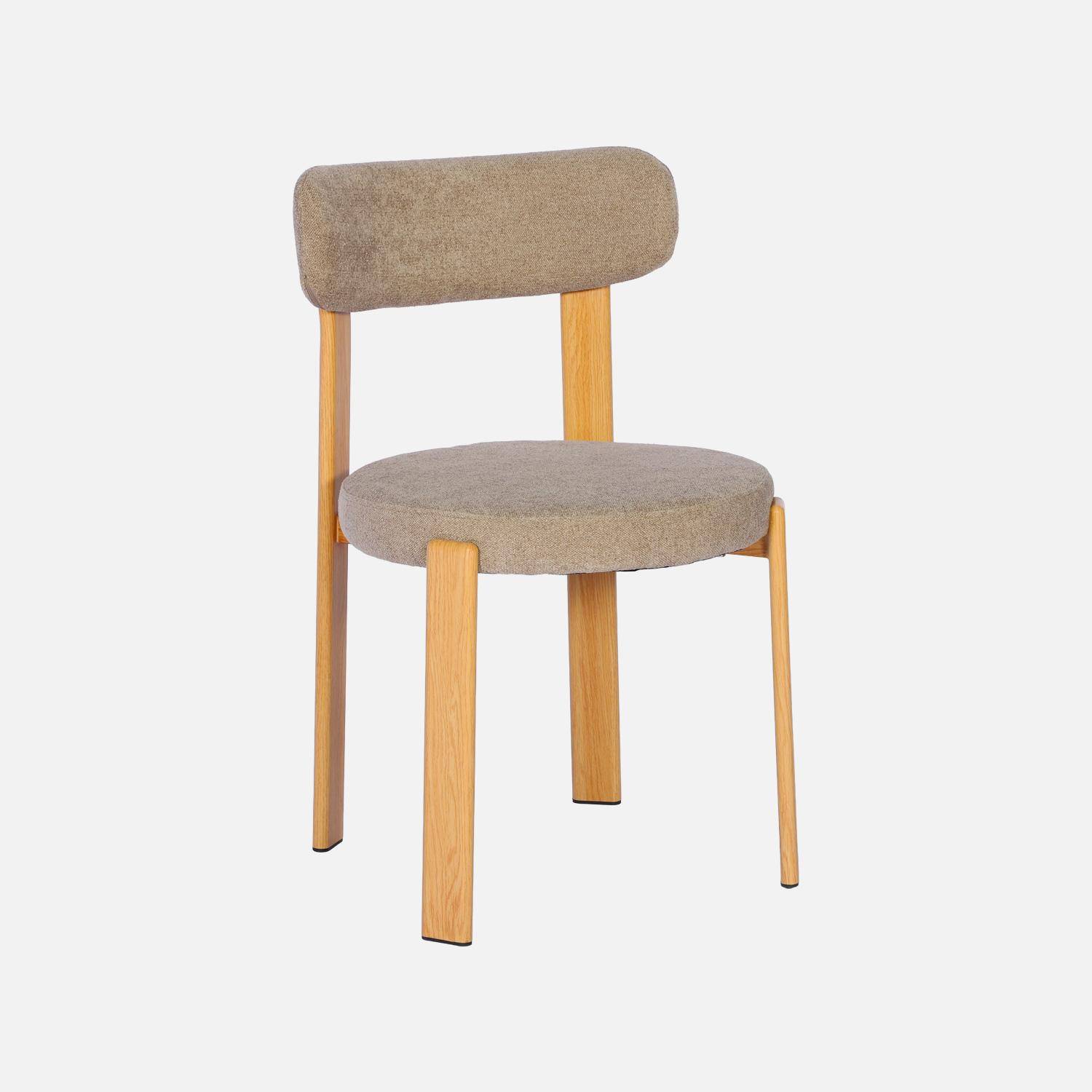 Lot de 2 chaises vintage acier effet bois clair et tissu texturé taupe - Gloria,sweeek,Photo3