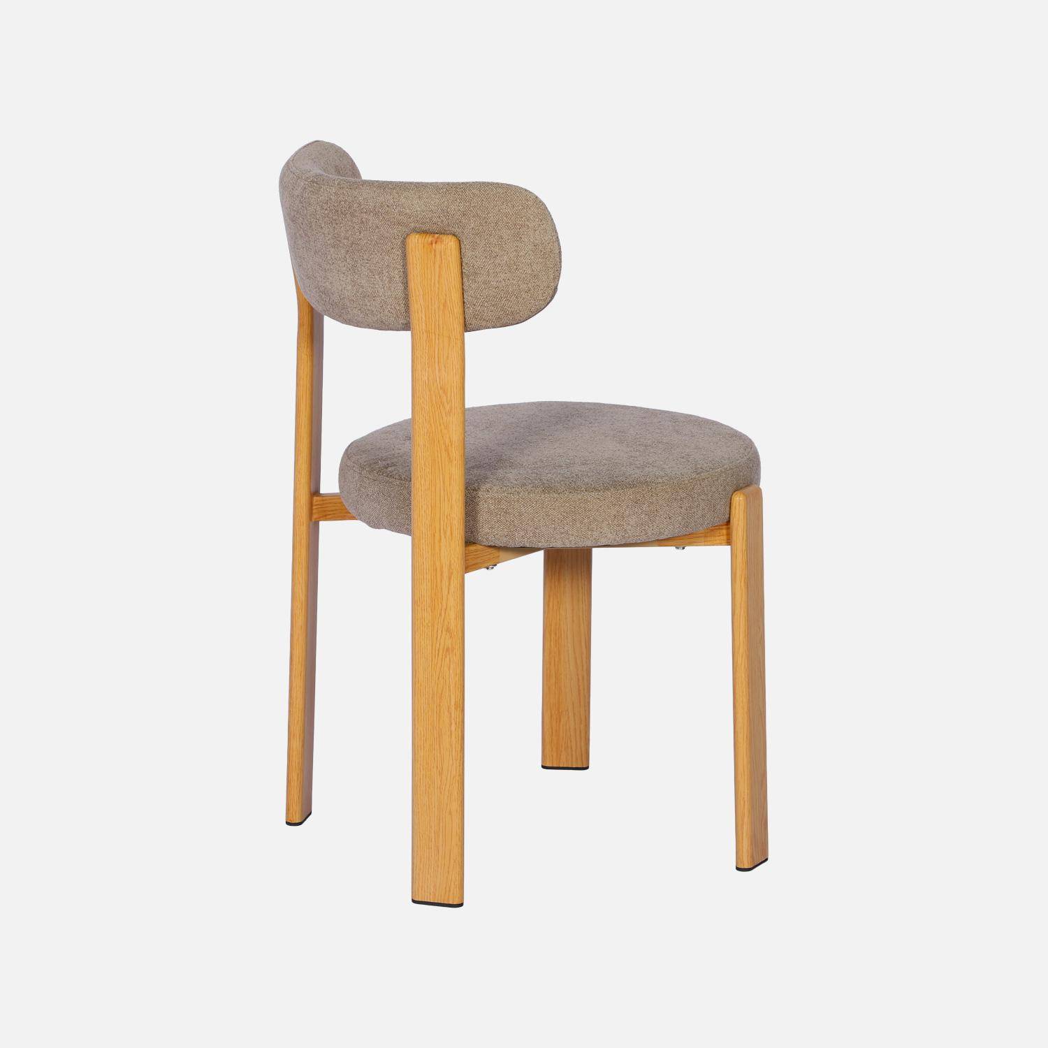 Lot de 2 chaises vintage acier effet bois clair et tissu texturé taupe - Gloria,sweeek,Photo6