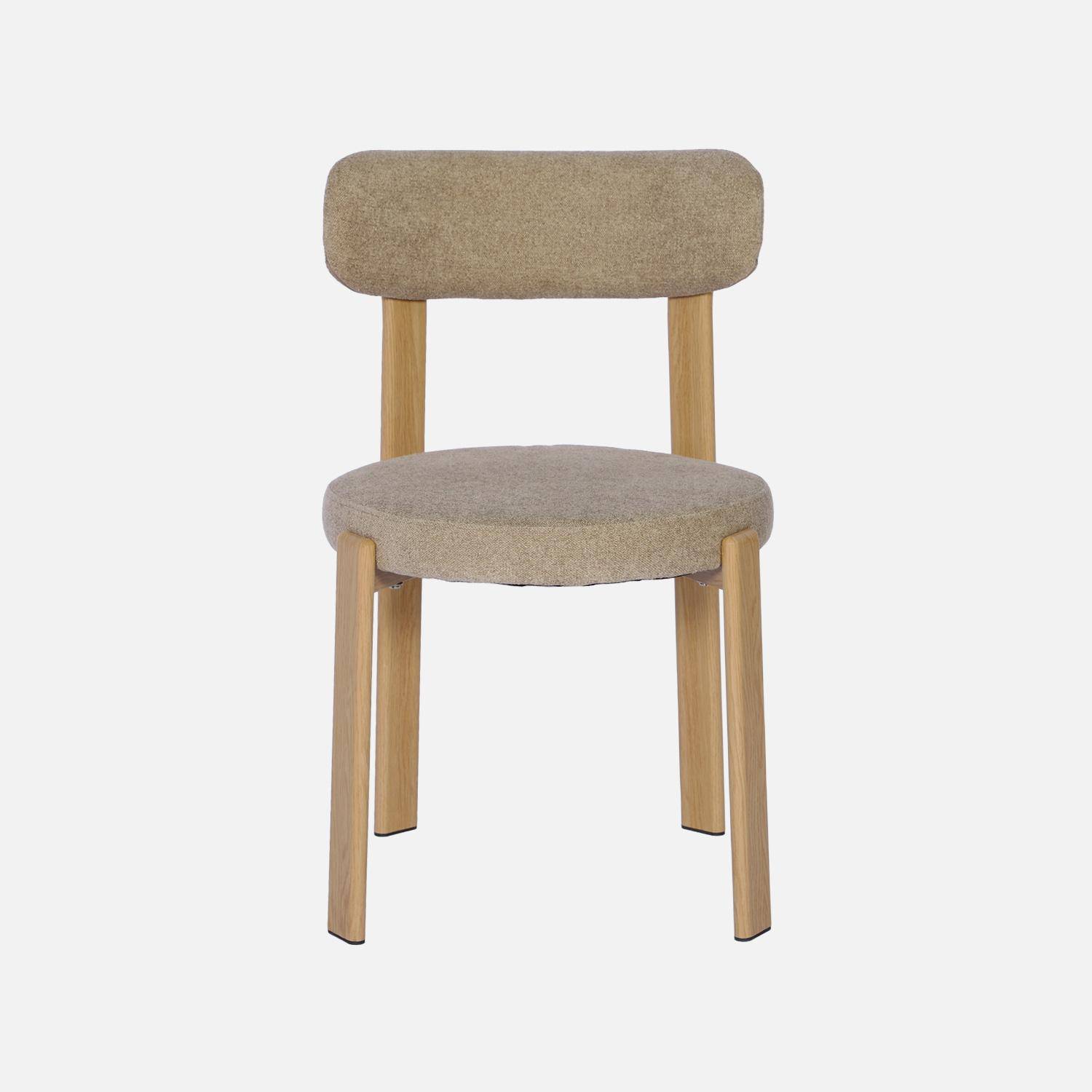 Set van 2 vintage stoelen van staal lichte houtlook en gestructureerde stof taupe - Gloria Photo4