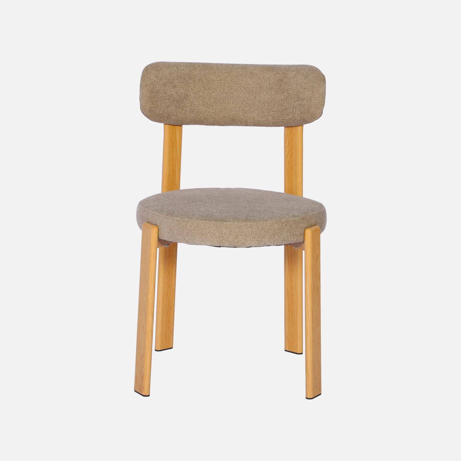 Lot de 2 chaises vintage acier effet bois clair et tissu texturé taupe - Gloria Photo4