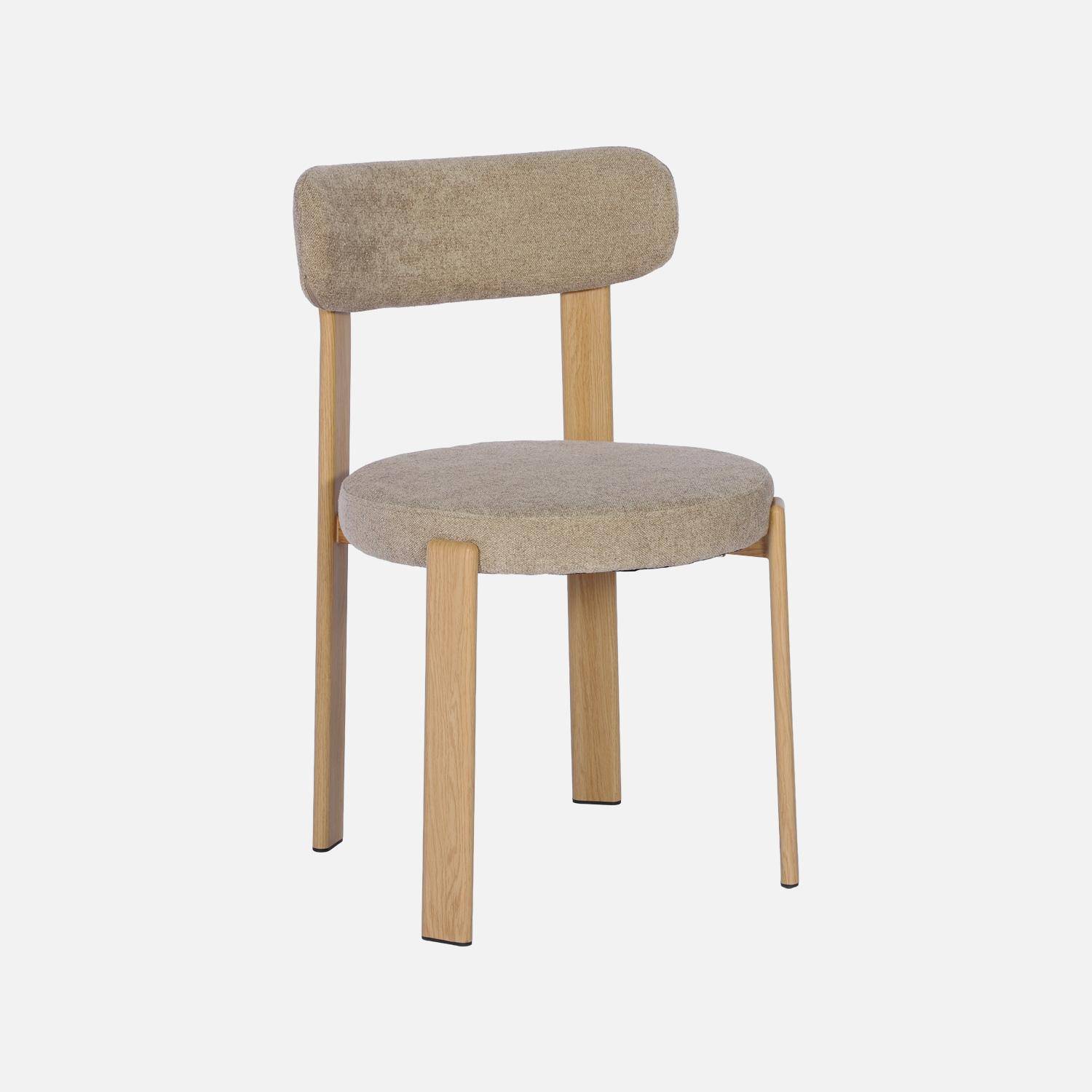 Set van 2 vintage stoelen van staal lichte houtlook en gestructureerde stof taupe - Gloria Photo3