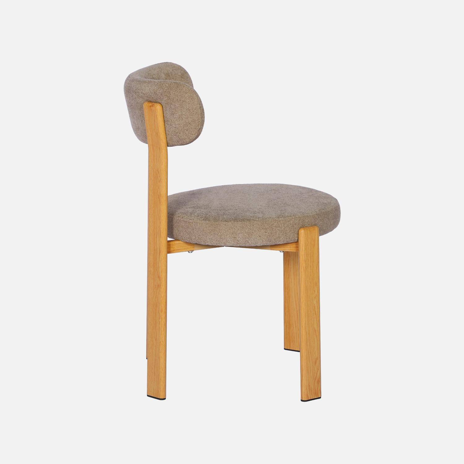 Lot de 2 chaises vintage acier effet bois clair et tissu texturé taupe - Gloria Photo5