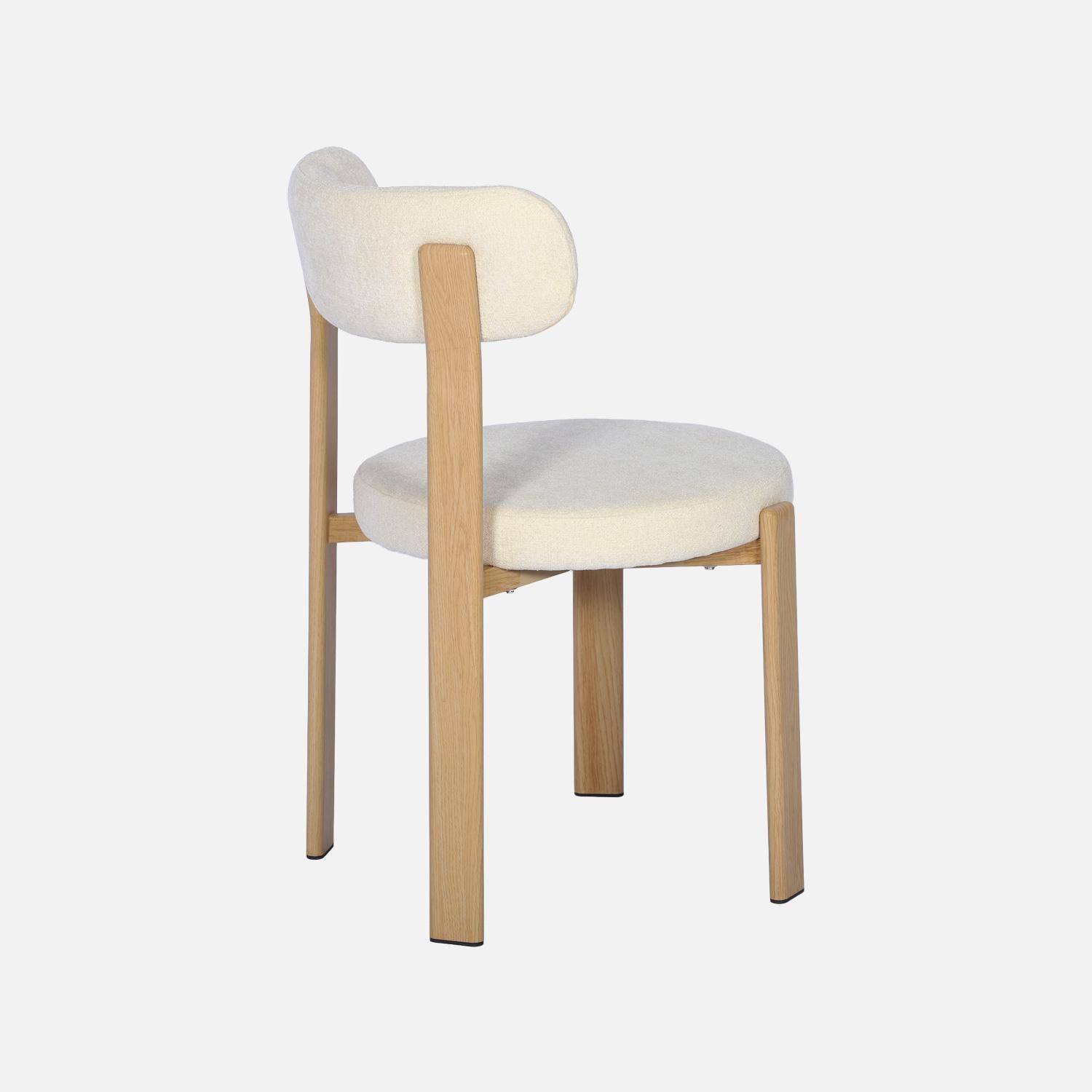 Set van 2 vintage stoelen van staal lichte houtlook en gestructureerde stof crème - Gloria,sweeek,Photo6