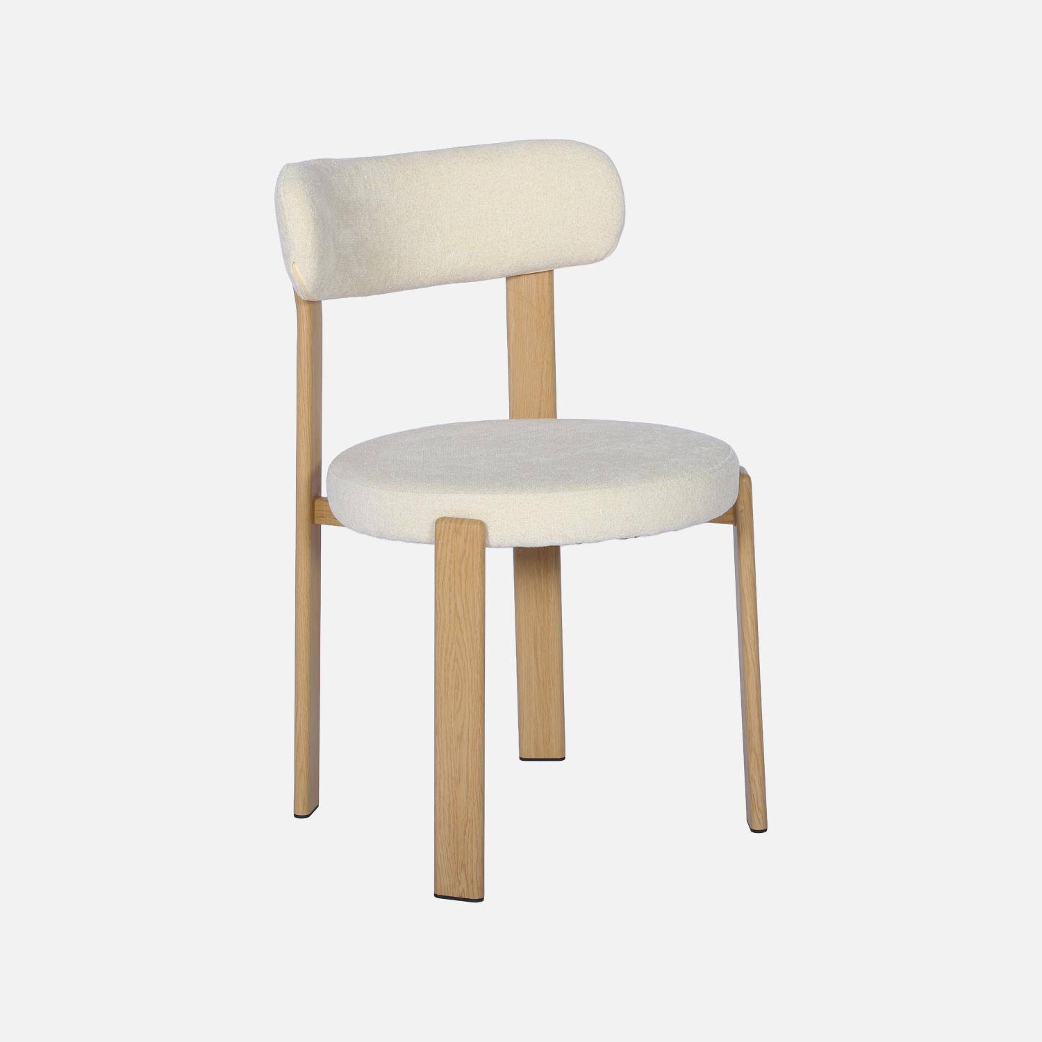 Set van 2 vintage stoelen van staal lichte houtlook en gestructureerde stof crème - Gloria,sweeek,Photo3