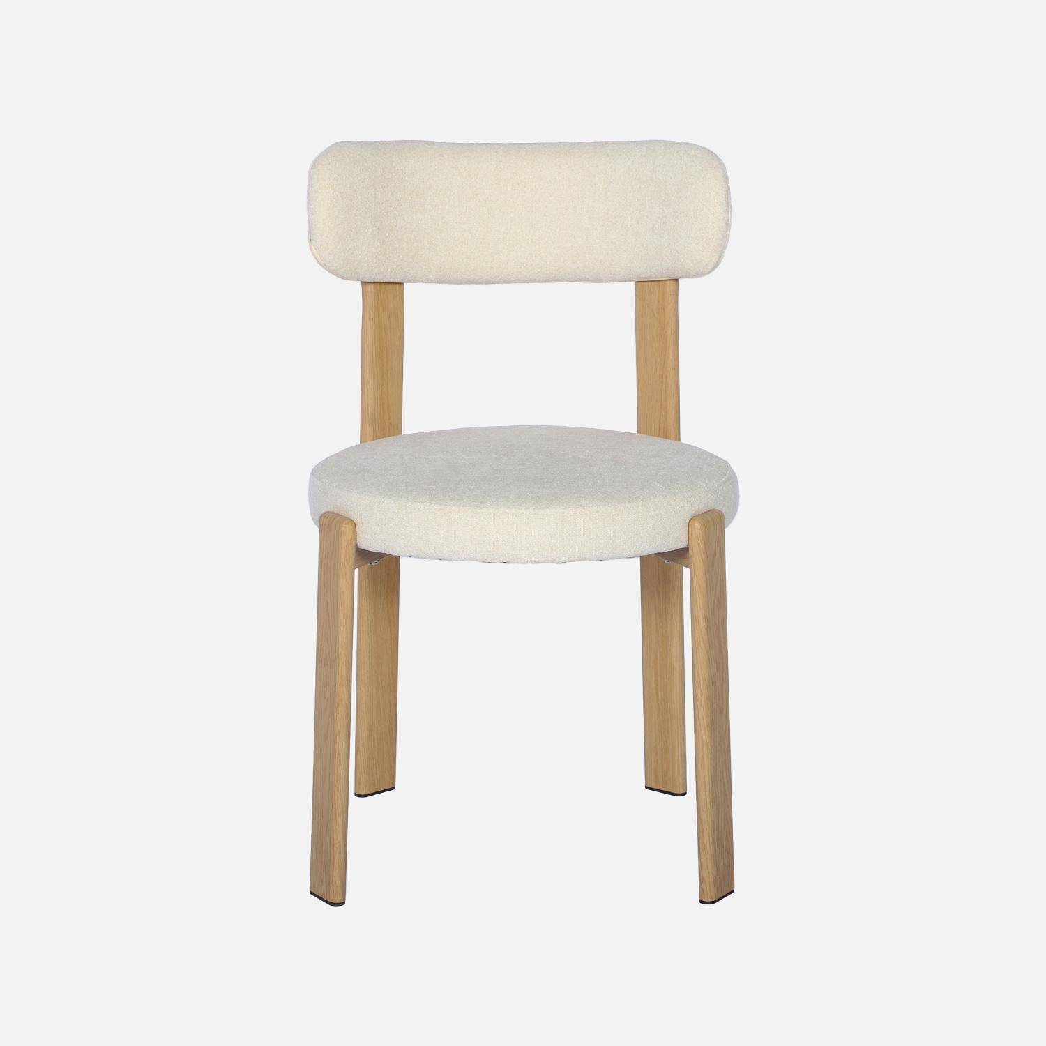 Set van 2 vintage stoelen van staal lichte houtlook en gestructureerde stof crème - Gloria Photo4