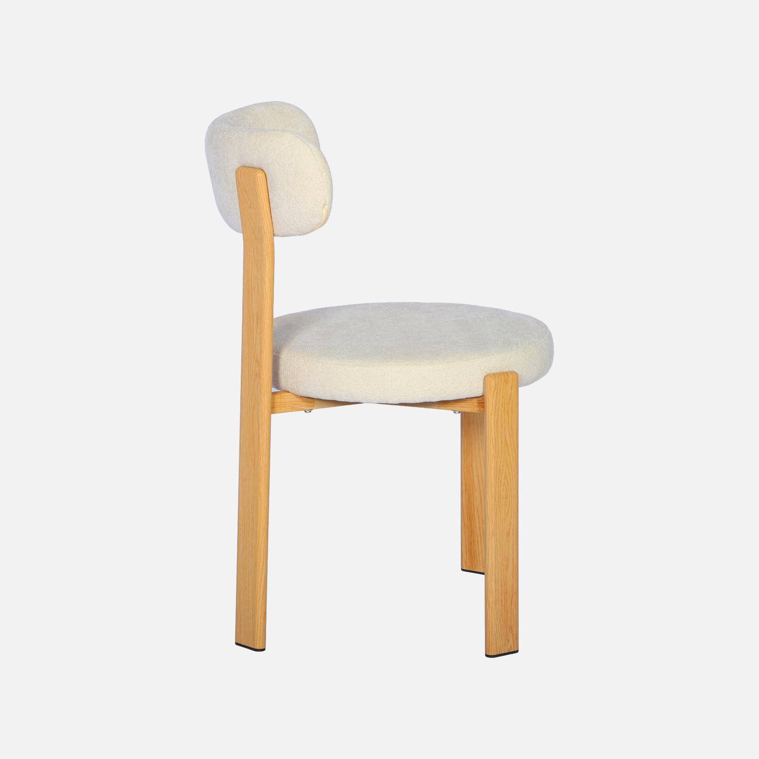 Lot de 2 chaises vintage acier effet bois clair et tissu texturé crème - Gloria Photo5