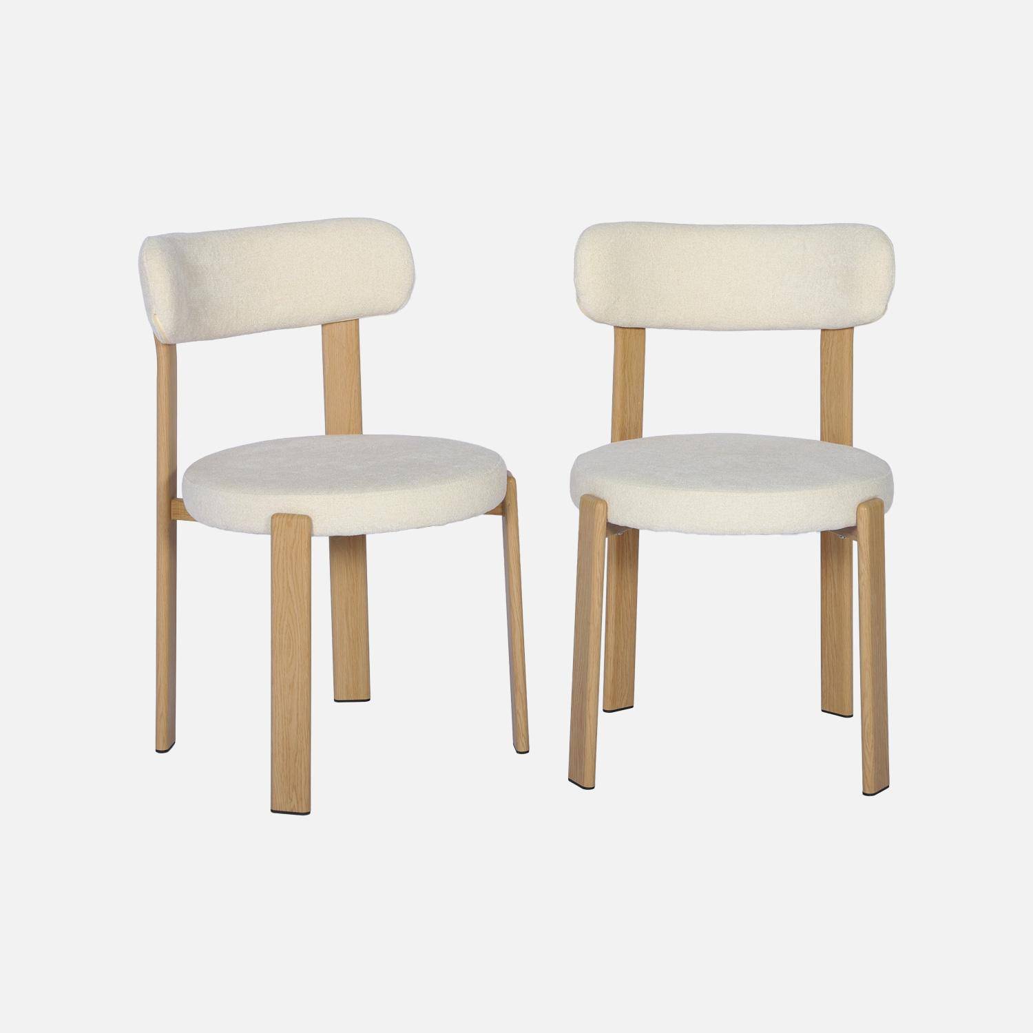 Set van 2 vintage stoelen van staal lichte houtlook en gestructureerde stof crème - Gloria Photo2