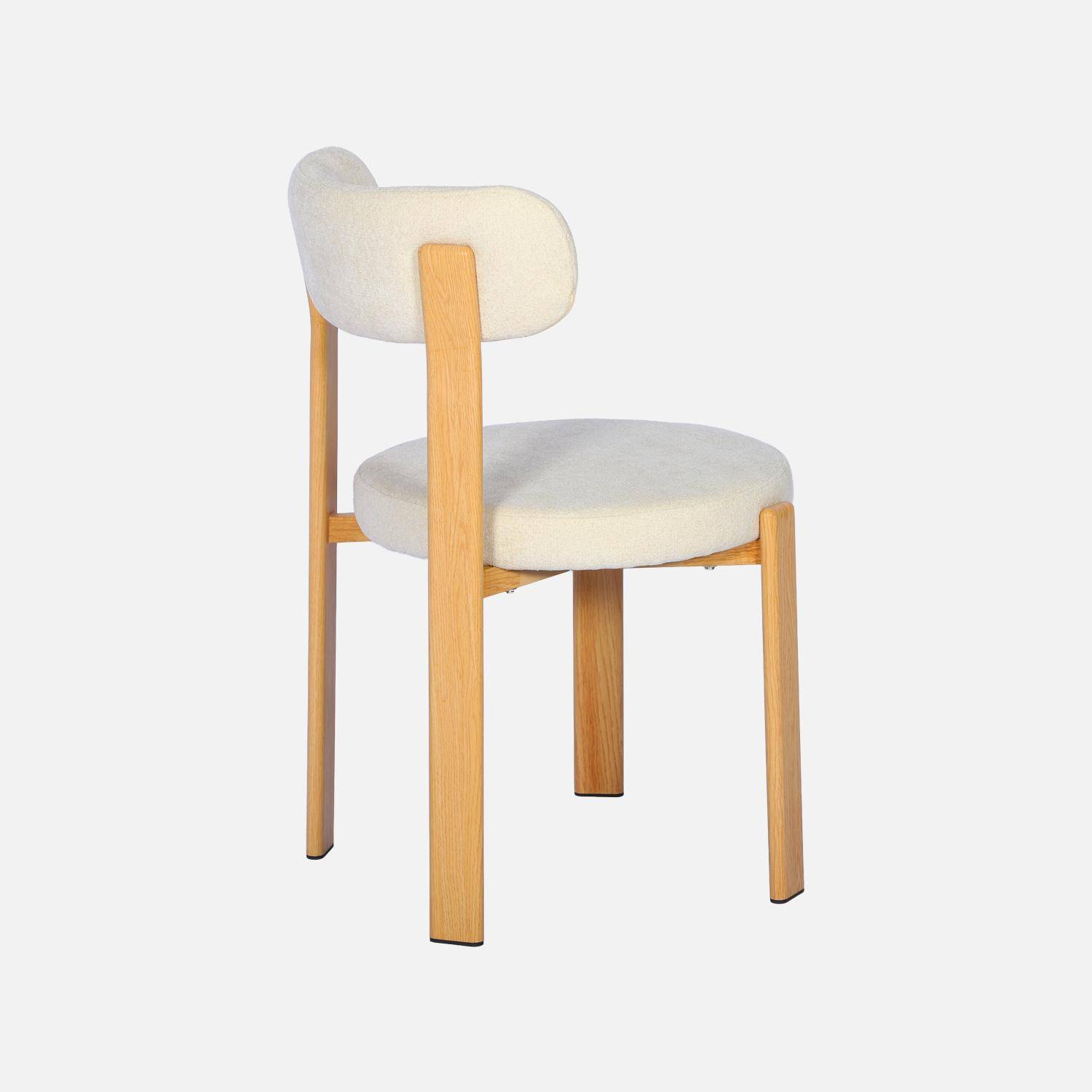 Lot de 2 chaises vintage acier effet bois clair et tissu texturé crème - Gloria,sweeek,Photo6
