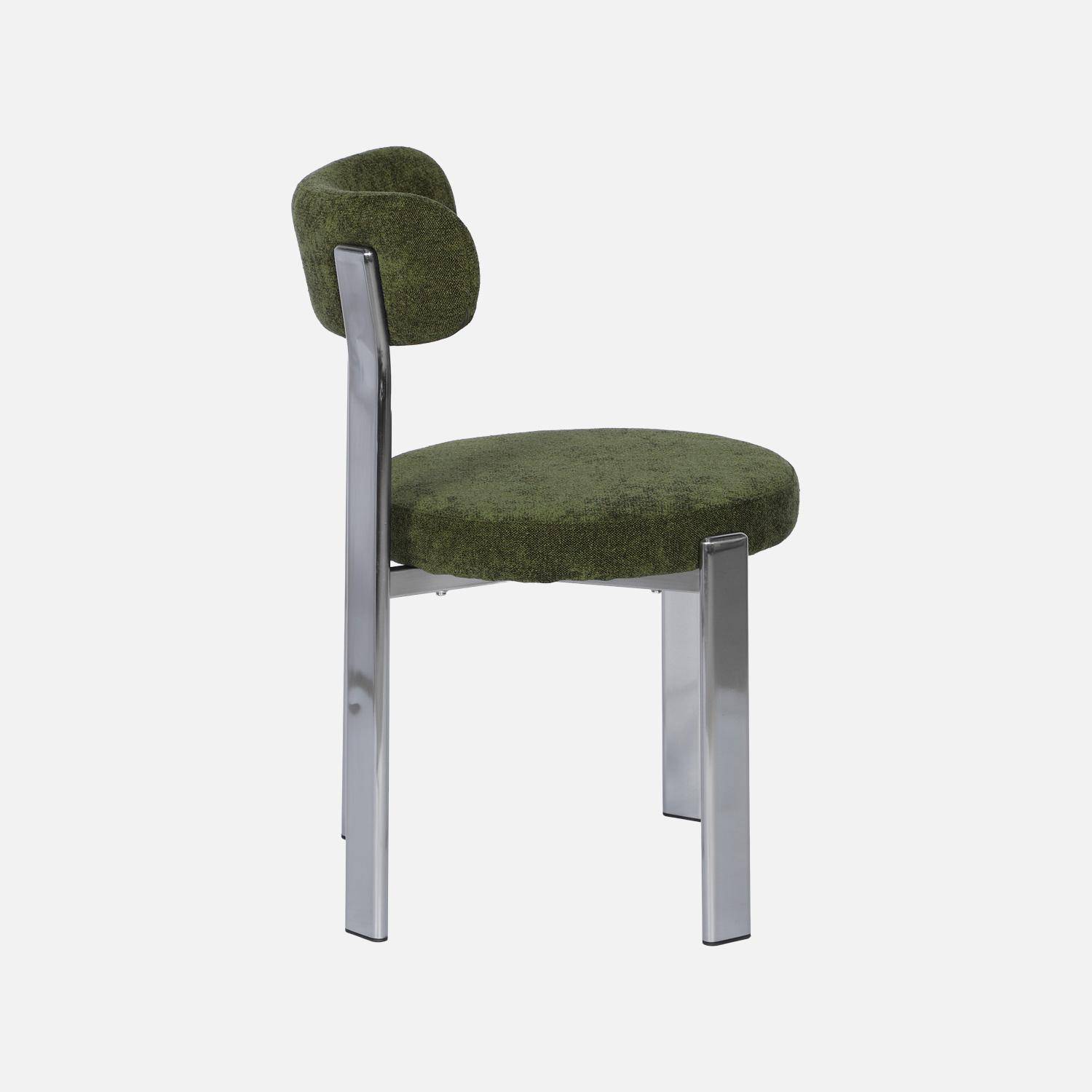 Lot de 2 chaises vintage acier chromé et tissu texturé kaki - Gloria Photo5