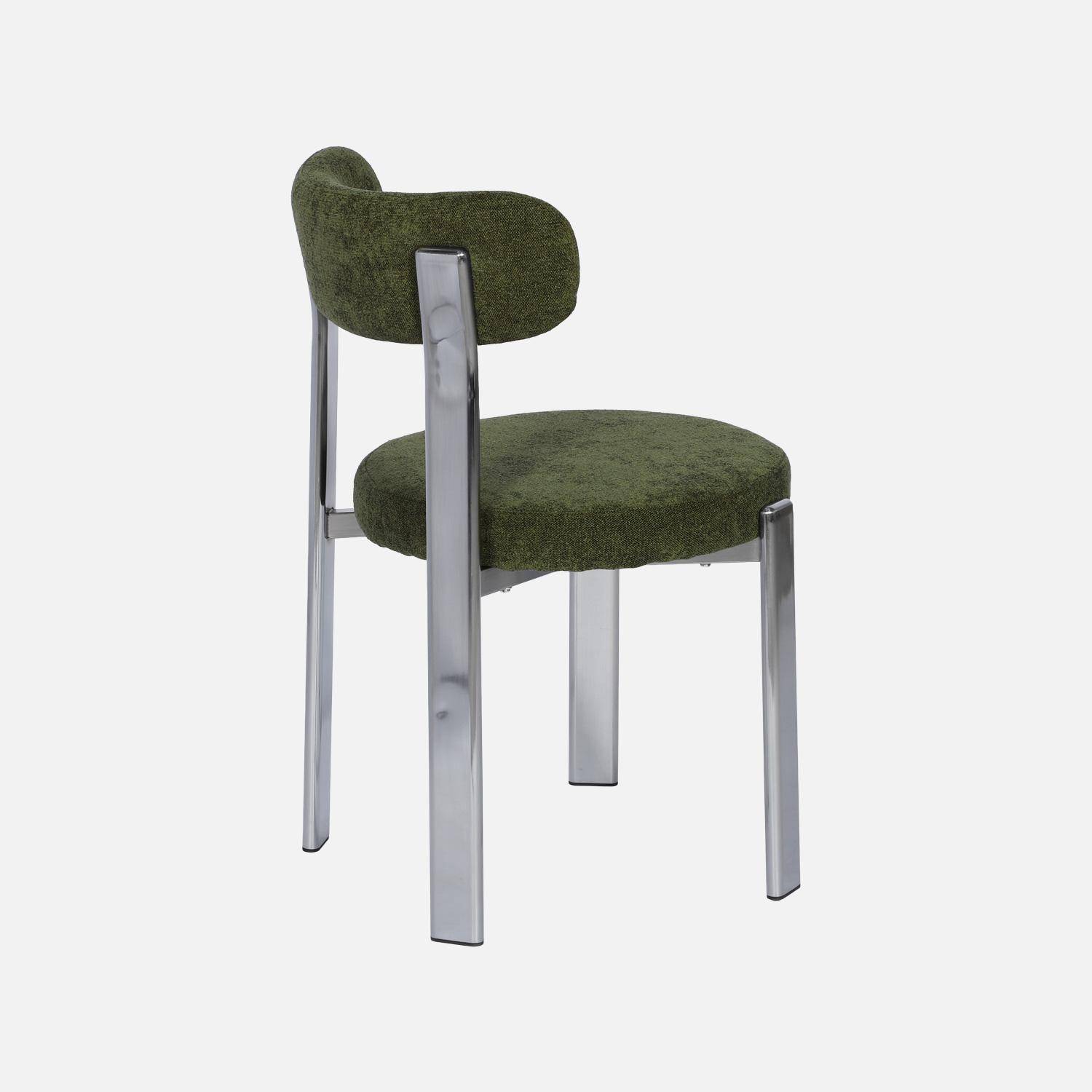 Lot de 2 chaises vintage acier chromé et tissu texturé kaki - Gloria,sweeek,Photo6