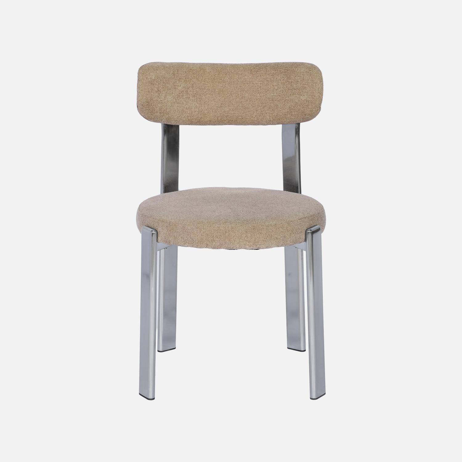 Lot de 2 chaises vintage acier chromé et tissu texturé taupe - Gloria Photo4