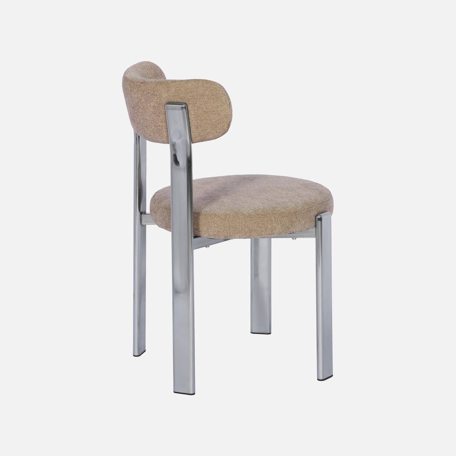 Lot de 2 chaises vintage acier chromé et tissu texturé taupe - Gloria Photo6