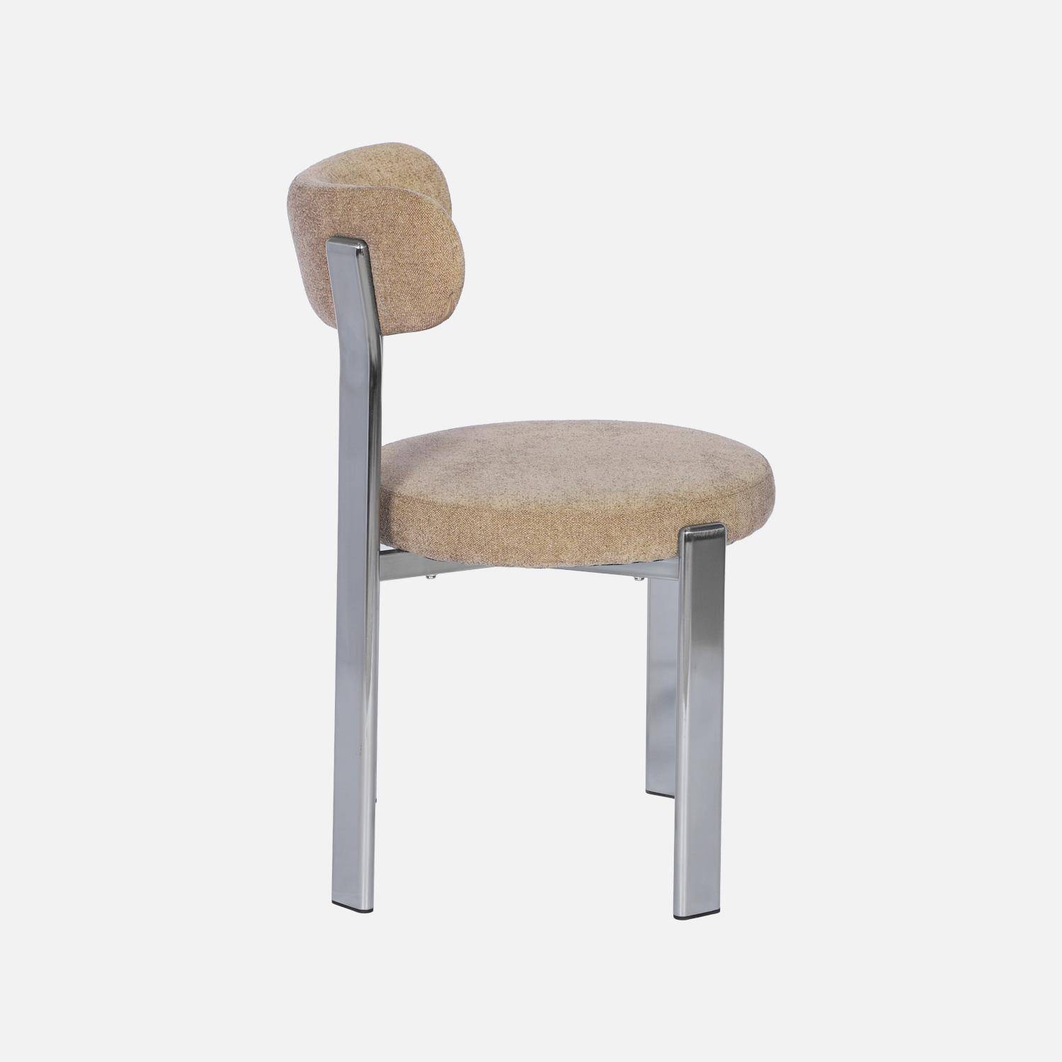 Lot de 2 chaises vintage acier chromé et tissu texturé taupe - Gloria,sweeek,Photo5