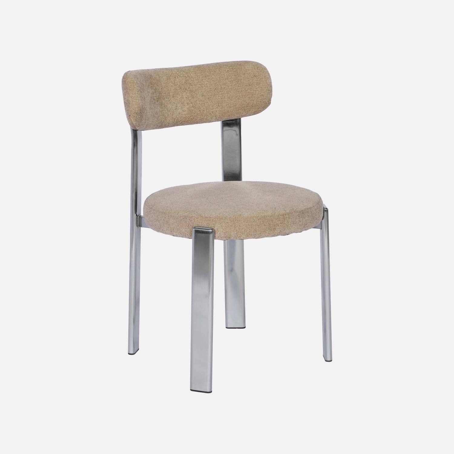 Lot de 2 chaises vintage acier chromé et tissu texturé taupe - Gloria,sweeek,Photo3