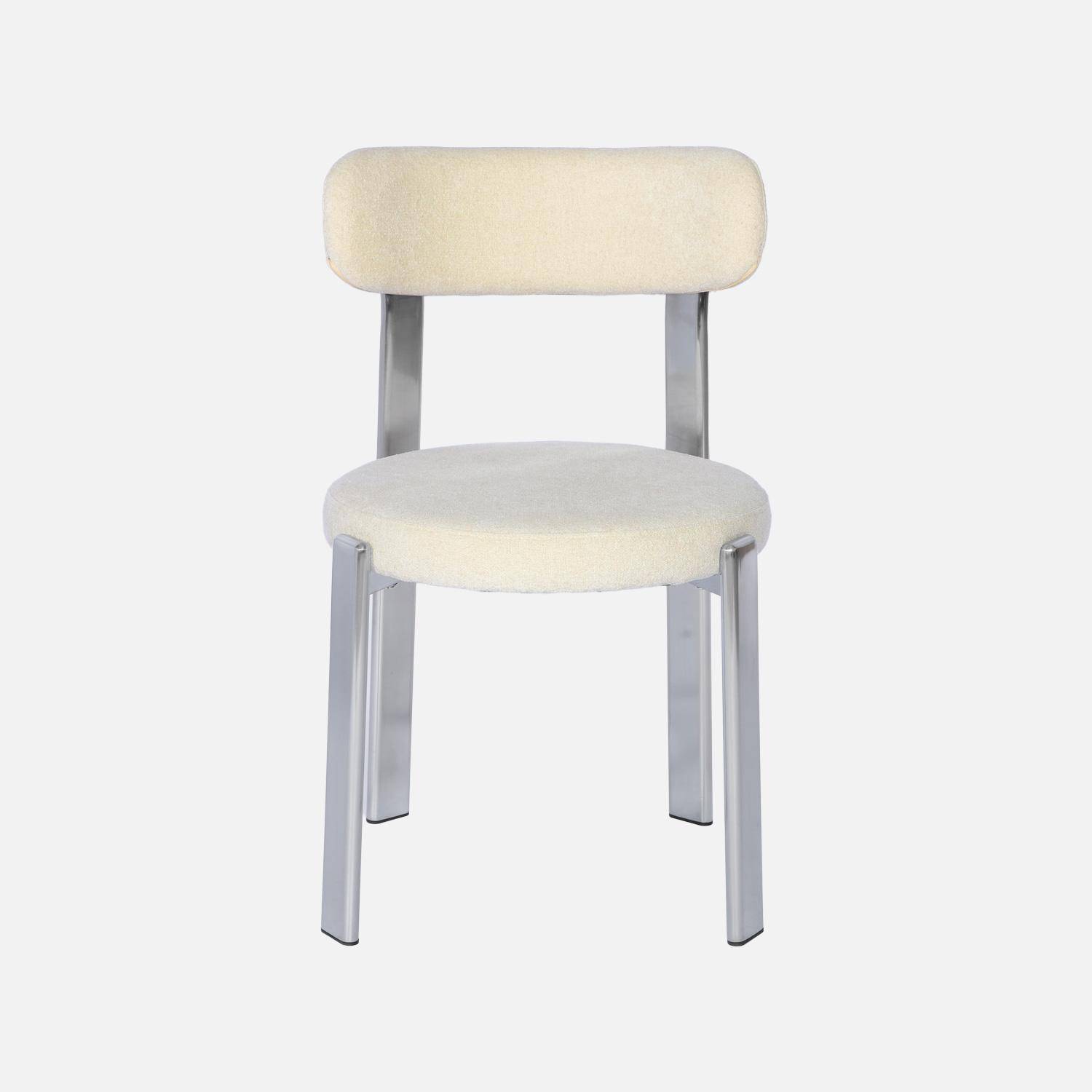Lot de 2 chaises vintage acier chromé et tissu texturé crème - Gloria Photo4
